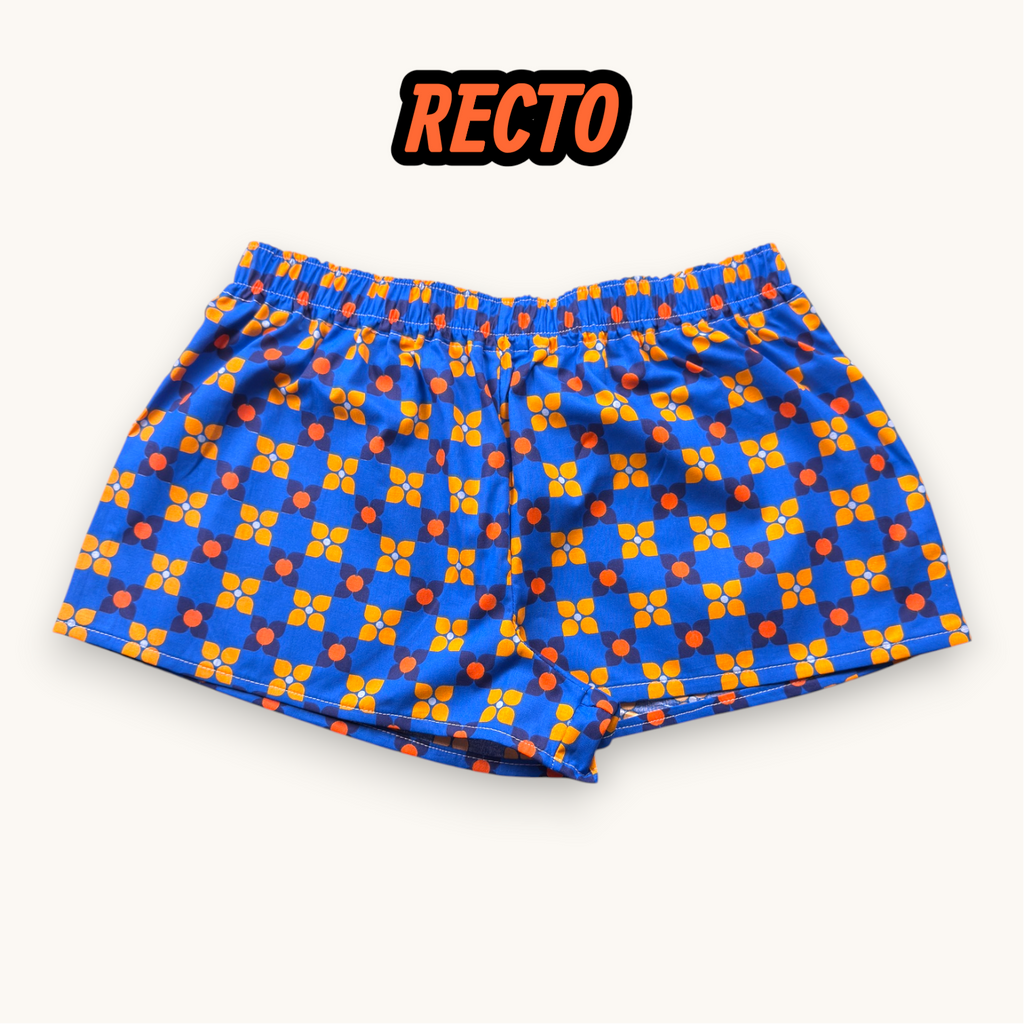Mini-short Mosaic Flowers – Collection Années 70 / Fleurs / Géométrique – Quintín