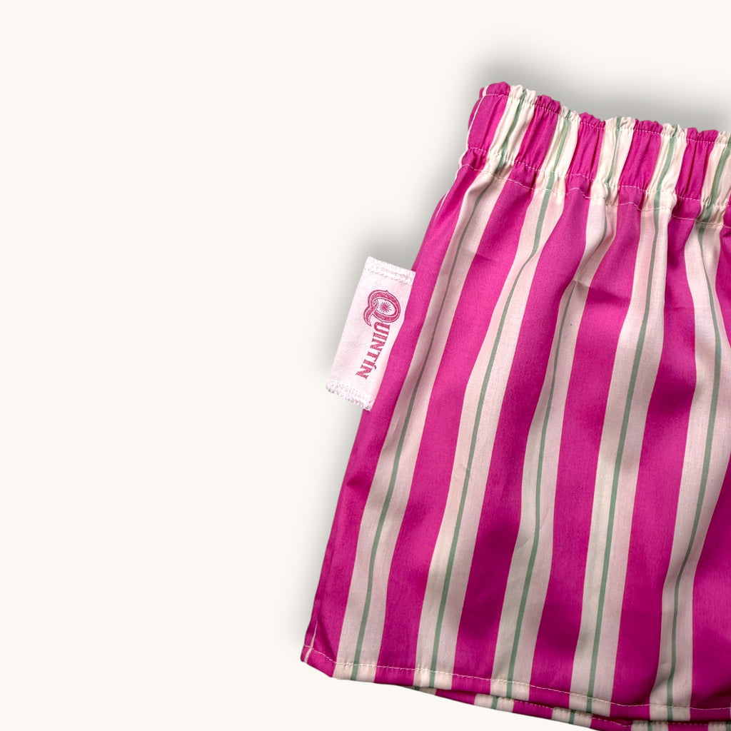 Mini-short Rose Rayé – Collection Rose Bonbon & Rayée – Quintín
