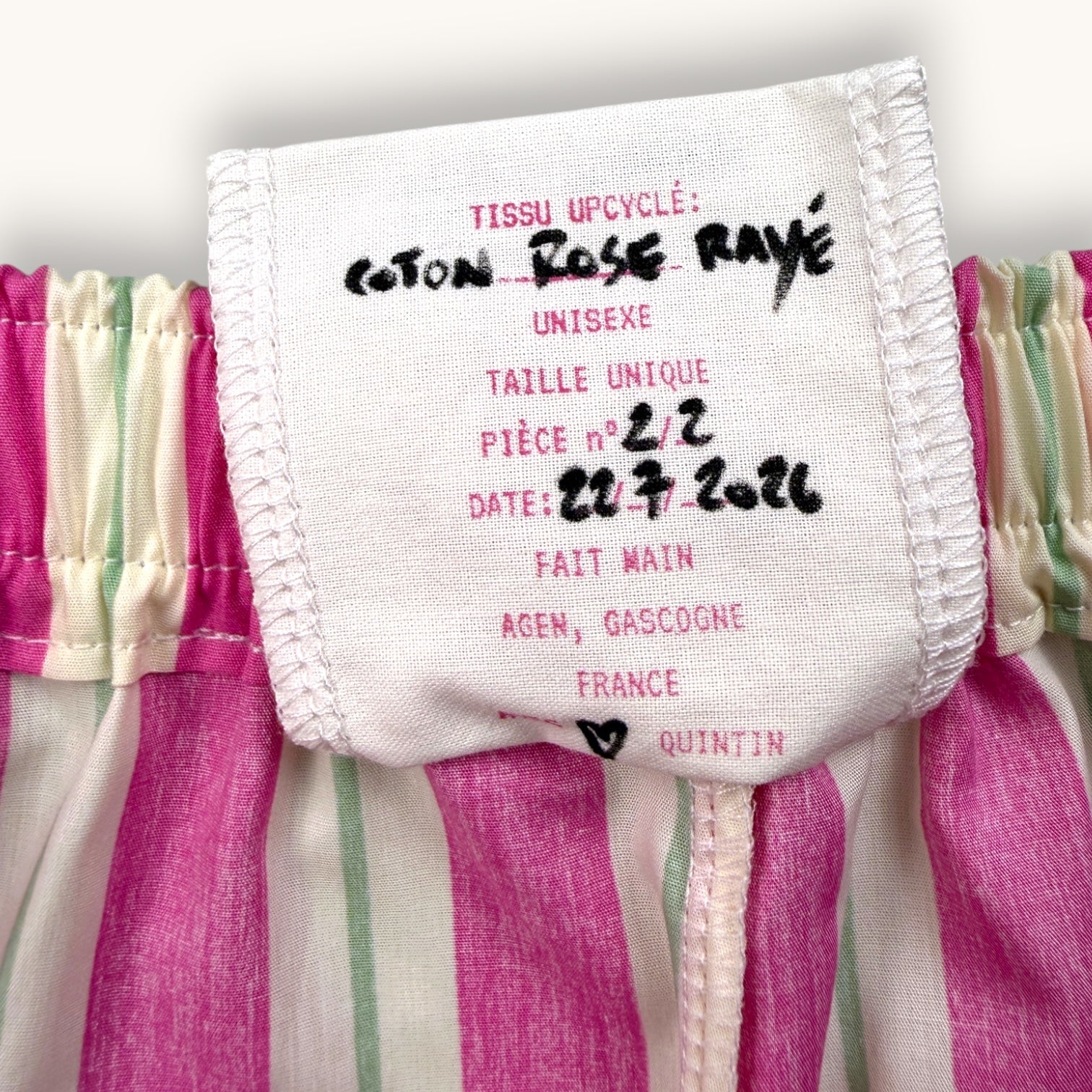 Mini-short Rose Rayé – Collection Rose Bonbon & Rayée – Quintín