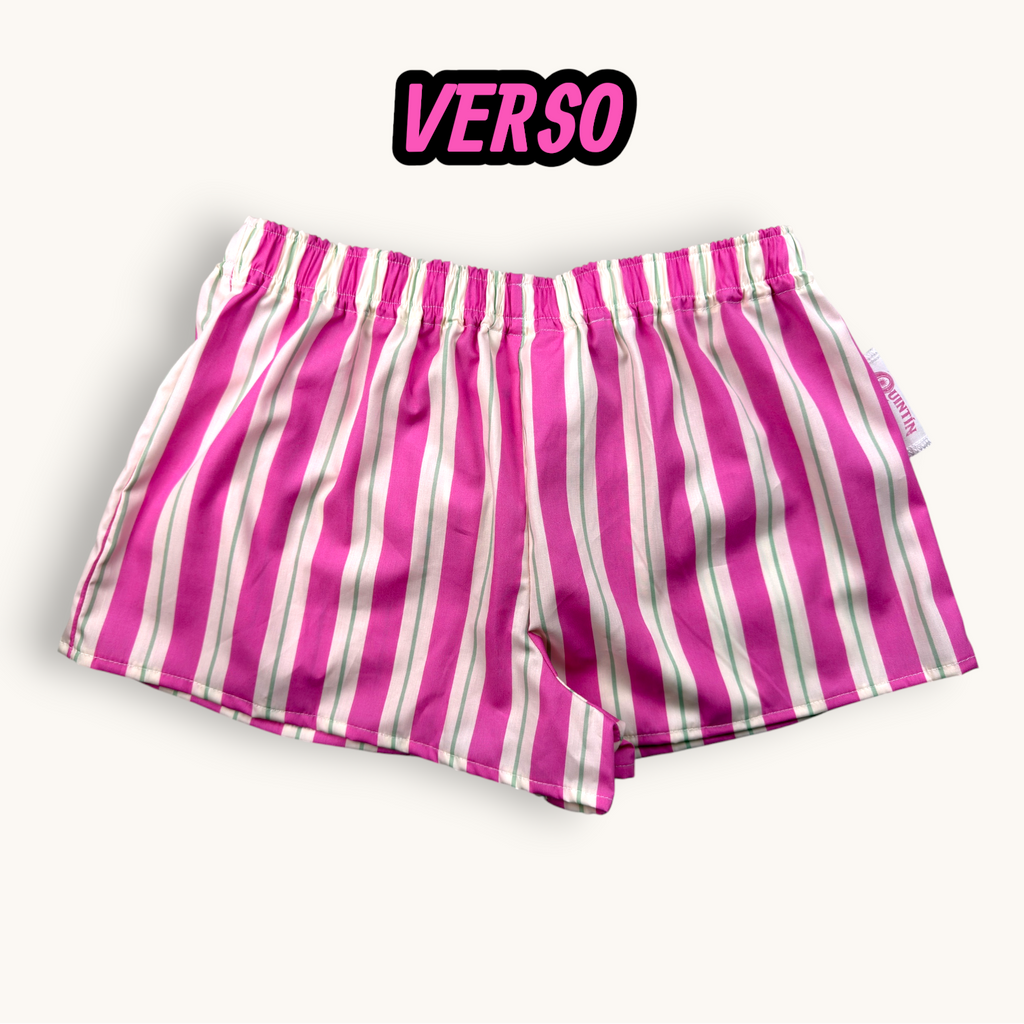 Mini-short Rose Rayé – Collection Rose Bonbon & Rayée – Quintín
