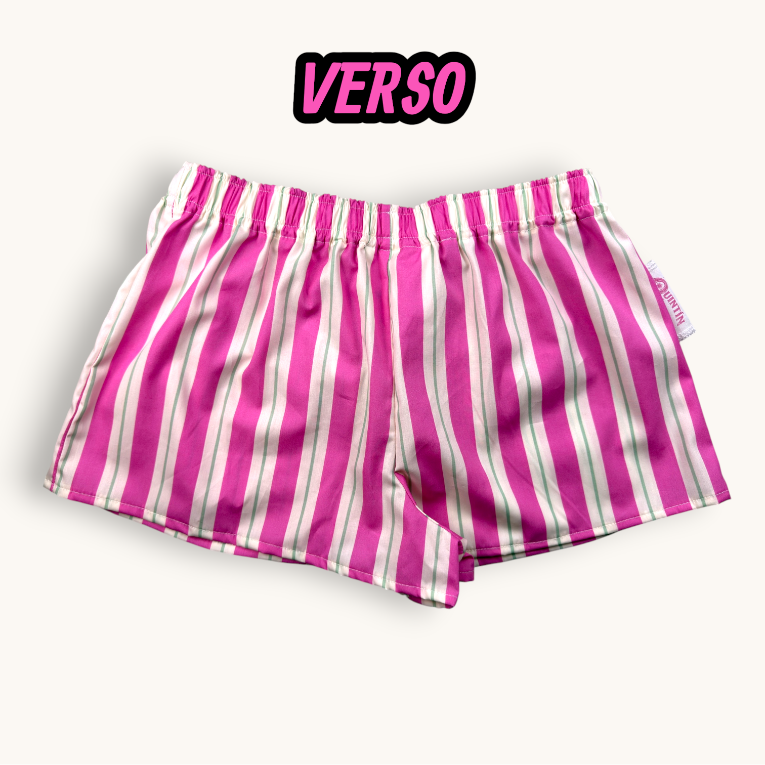 Mini-short Rose Rayé – Collection Rose Bonbon & Rayée – Quintín
