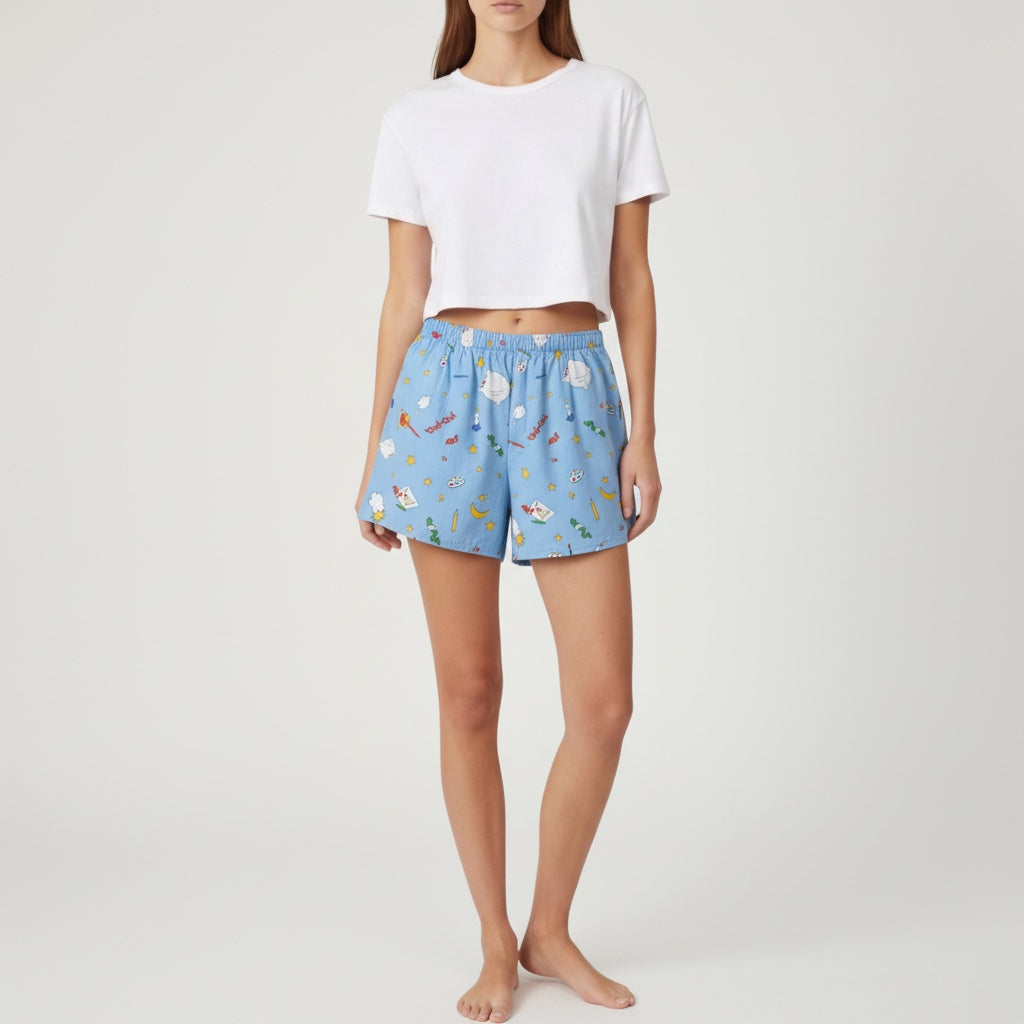 Short parachute Oui-oui – Coton upcyclé – Taille unique S à L – Unisexe – Collection Pop Culture – Quintín