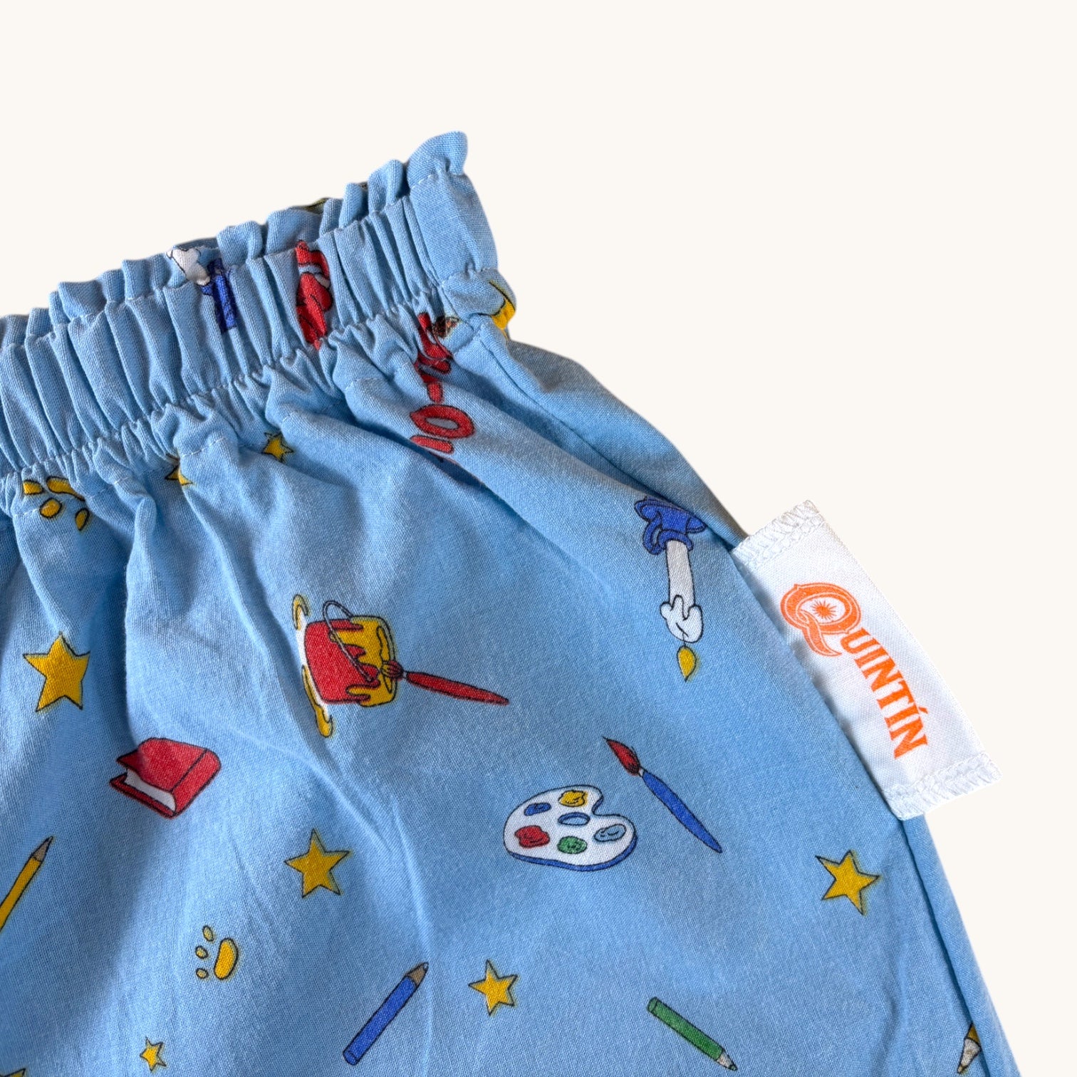 Short parachute Oui-oui – Coton upcyclé – Taille unique S à L – Unisexe – Collection Pop Culture – Quintín