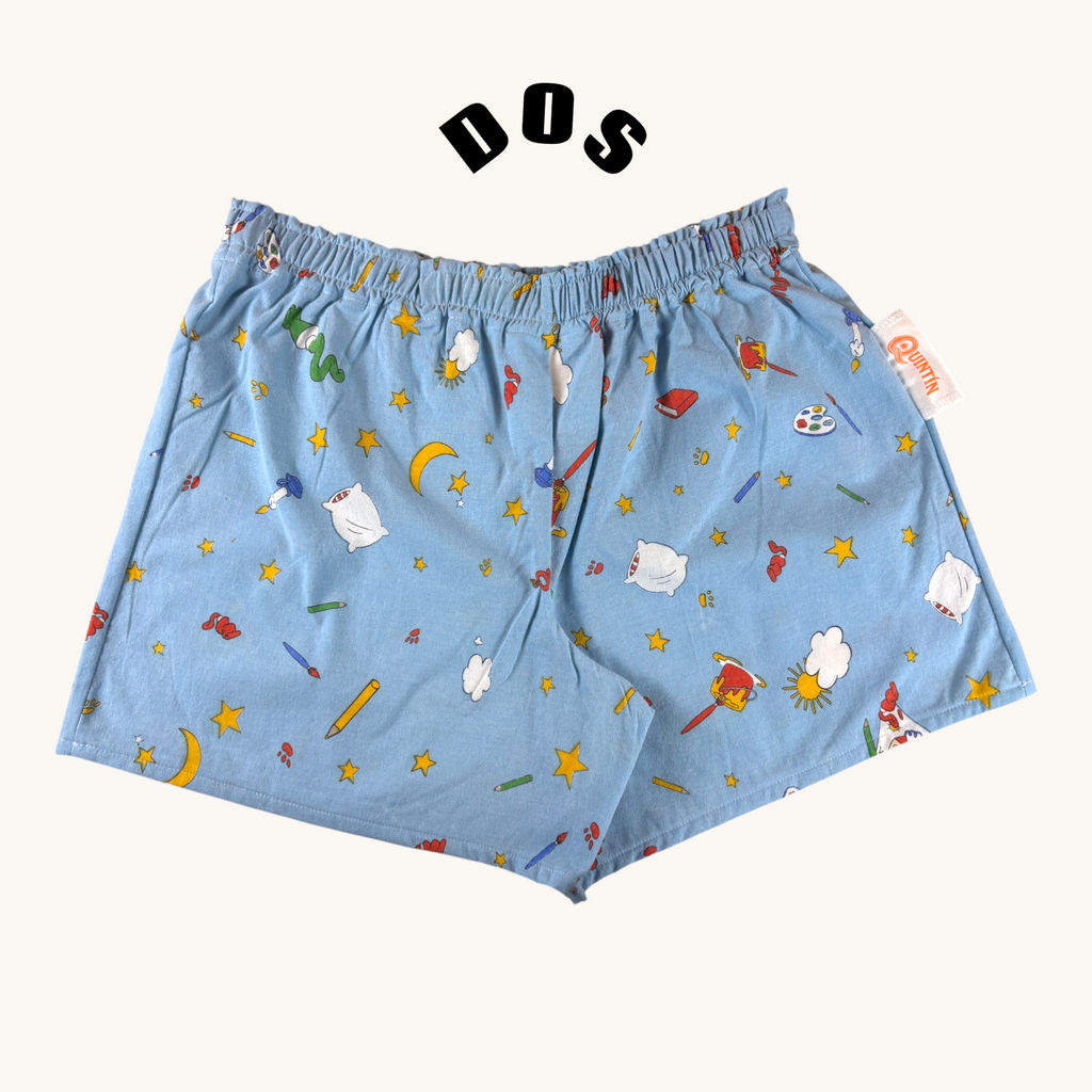 Short parachute Oui-oui – Coton upcyclé – Taille unique S à L – Unisexe – Collection Pop Culture – Quintín