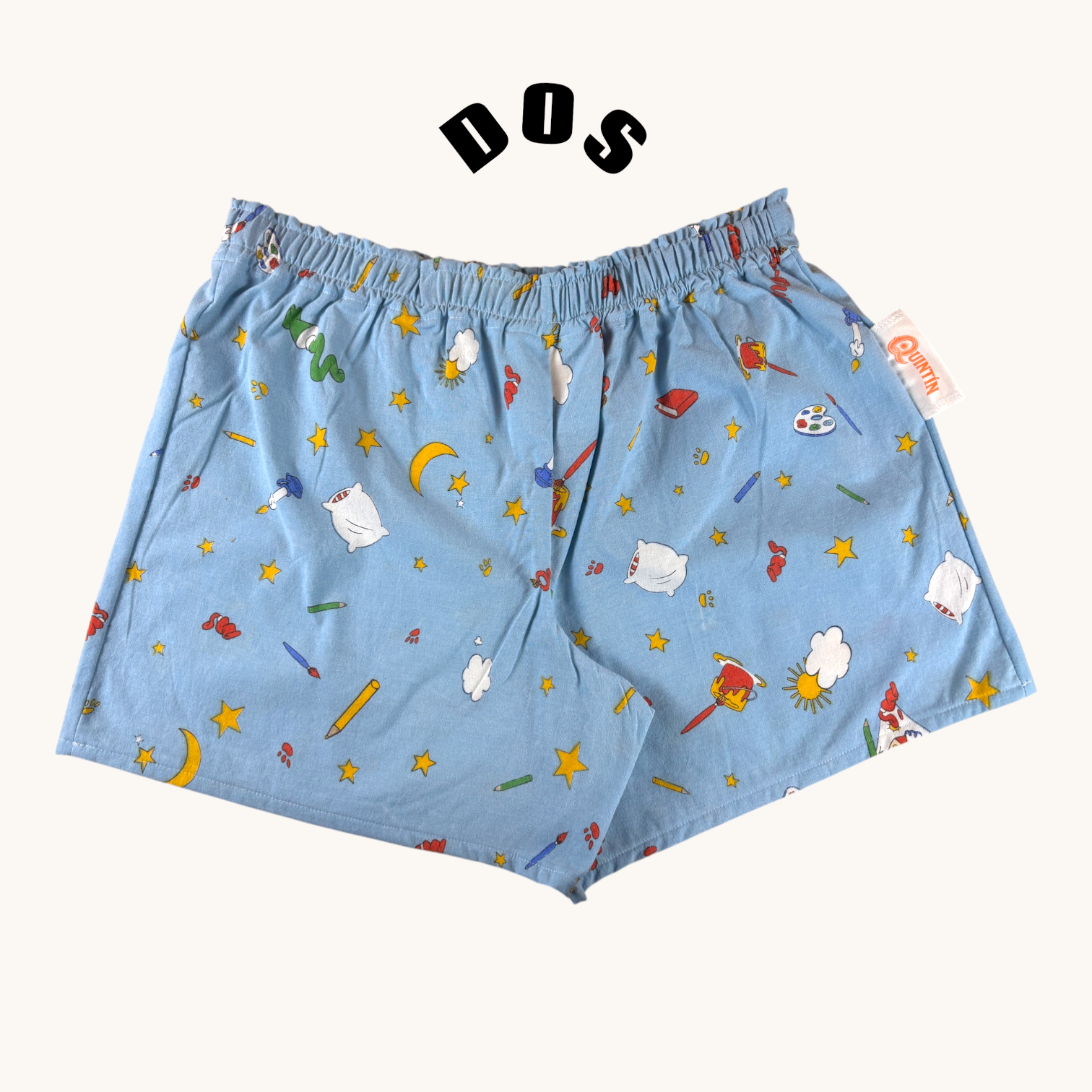 Short parachute Oui-oui – Coton upcyclé – Taille unique S à L – Unisexe – Collection Pop Culture – Quintín