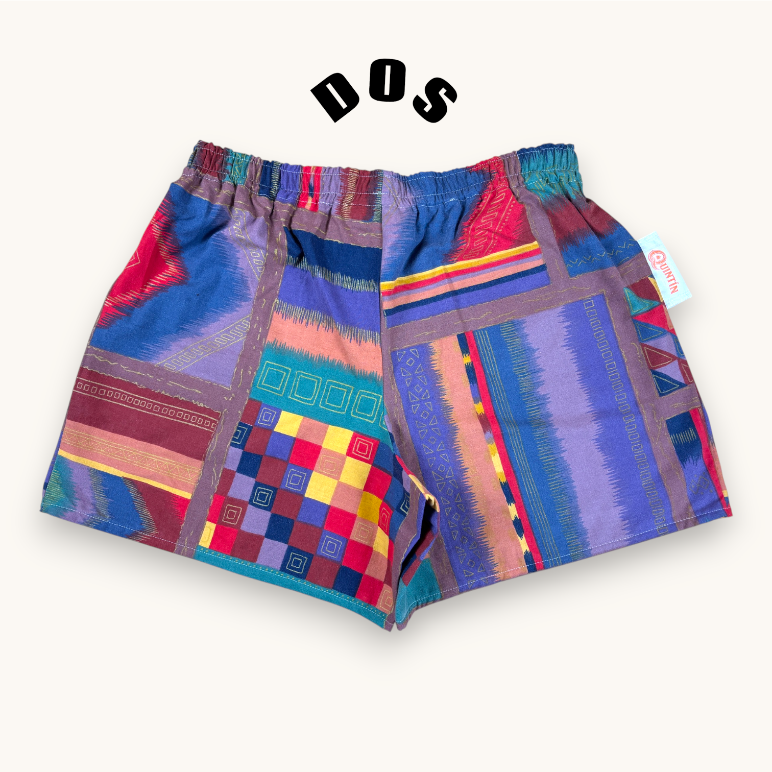 Short parachute 80's – Coton upcyclé – Taille unique S à L – Unisexe – Collection Géométrique – Quintín