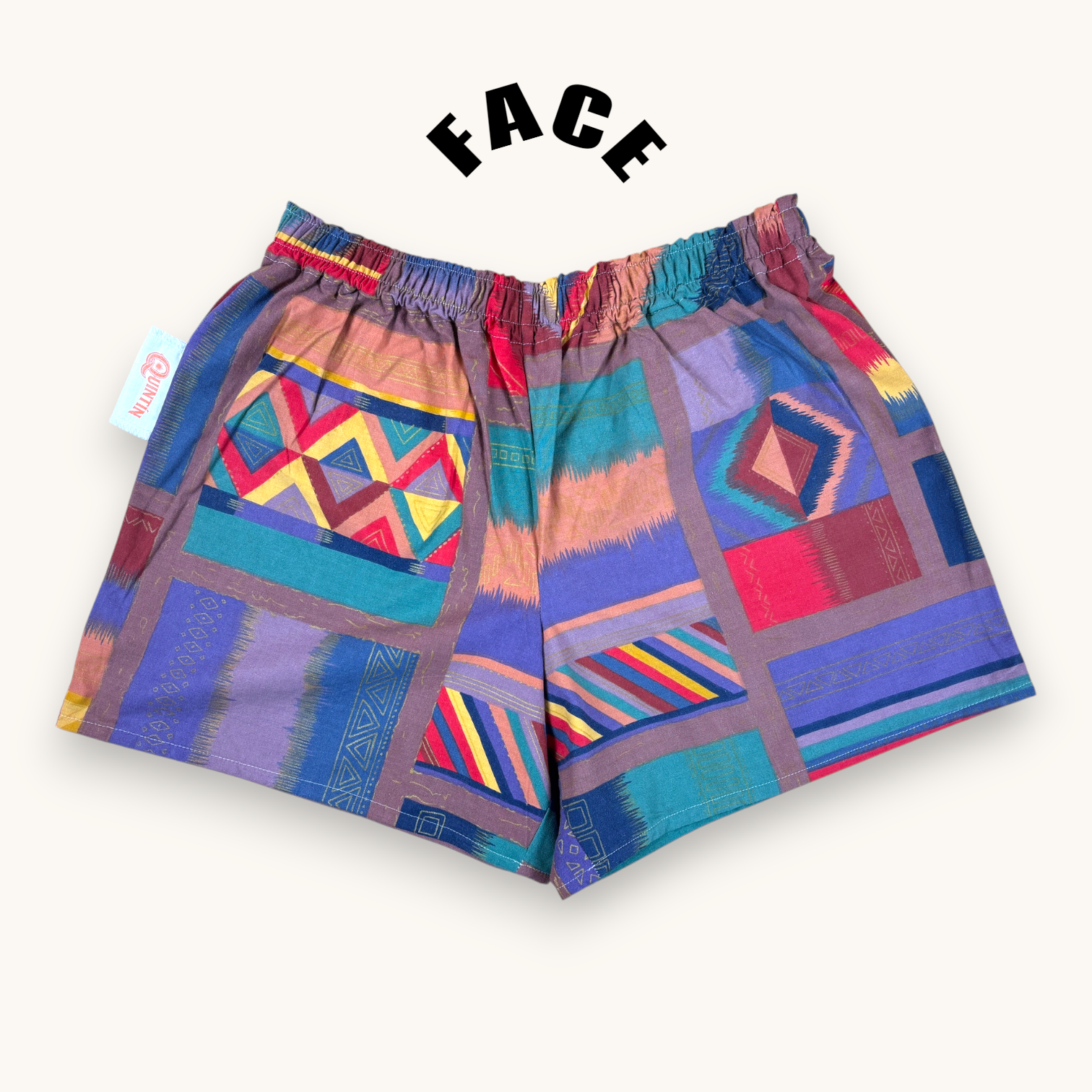 Short parachute 80's – Coton upcyclé – Taille unique S à L – Unisexe – Collection Géométrique – Quintín