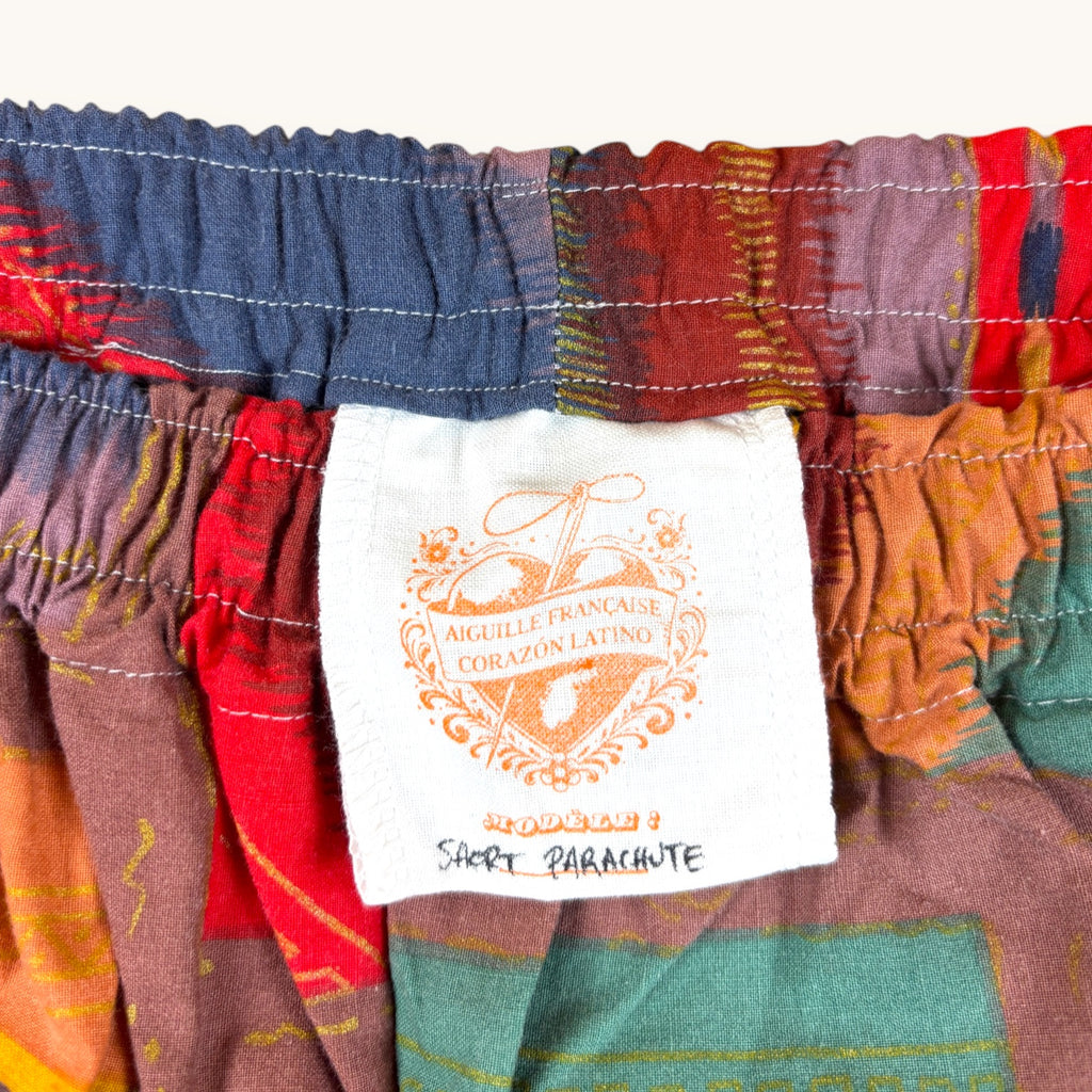 Short parachute 80's – Coton upcyclé – Taille unique S à L – Unisexe – Collection Géométrique – Quintín