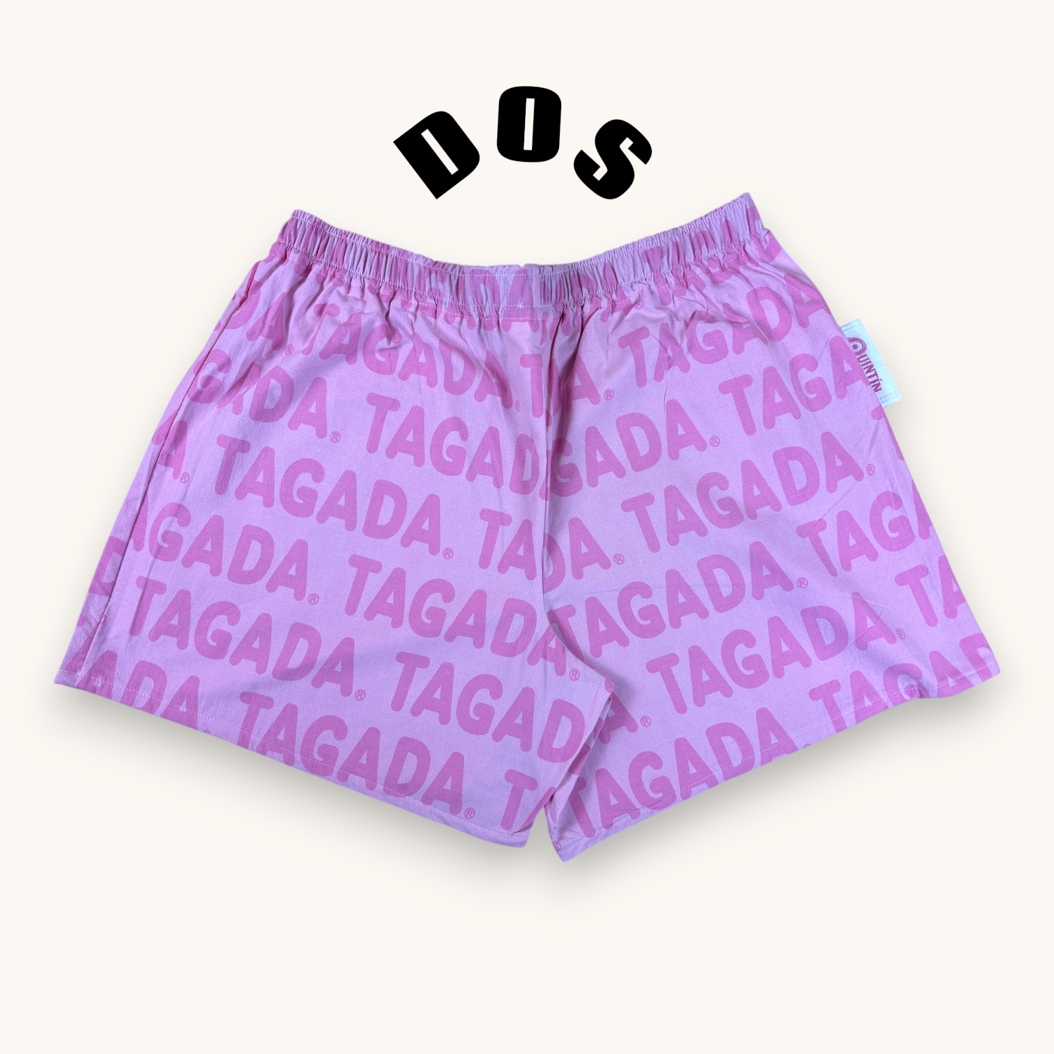 Short parachute Haribo Rose – Coton upcyclé – Taille unique S à L – Unisexe – Collection Pop Culture – Quintín