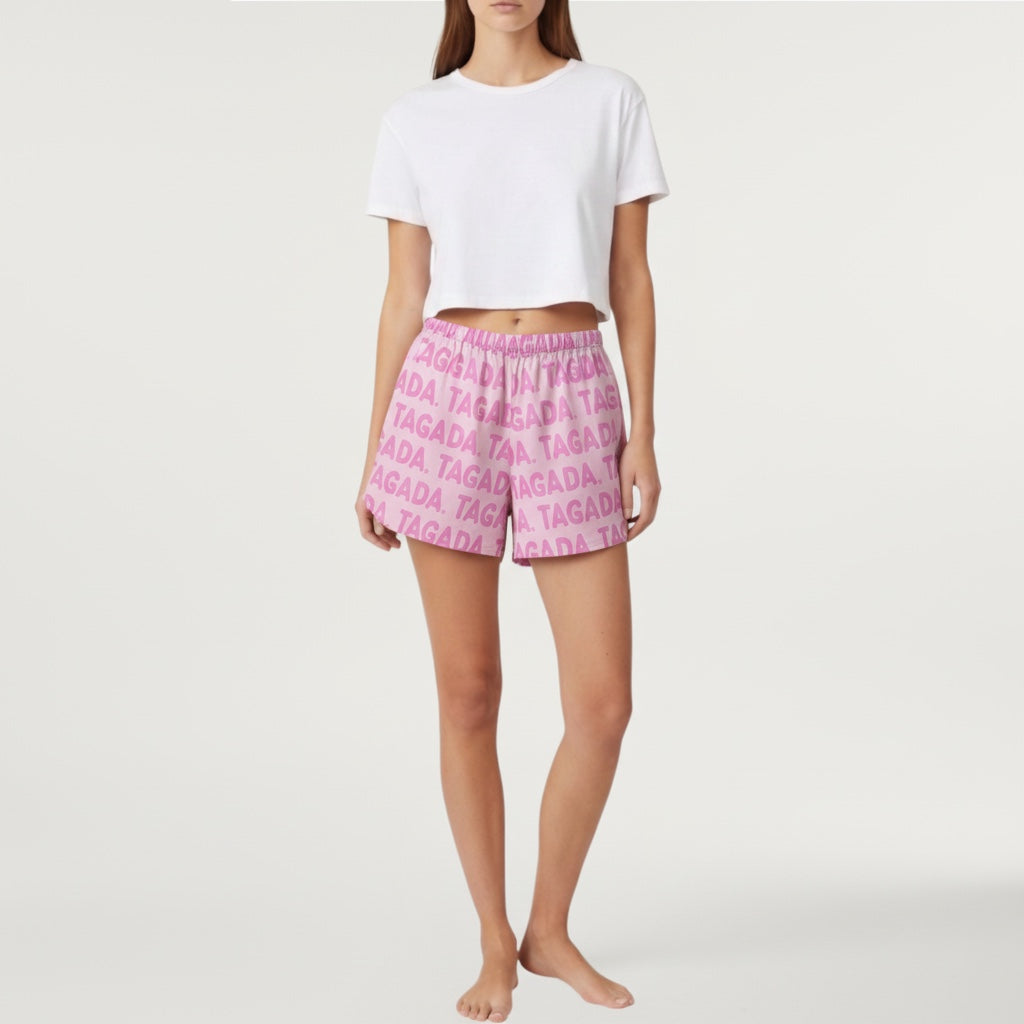 Short parachute Haribo Rose – Coton upcyclé – Taille unique S à L – Unisexe – Collection Pop Culture – Quintín