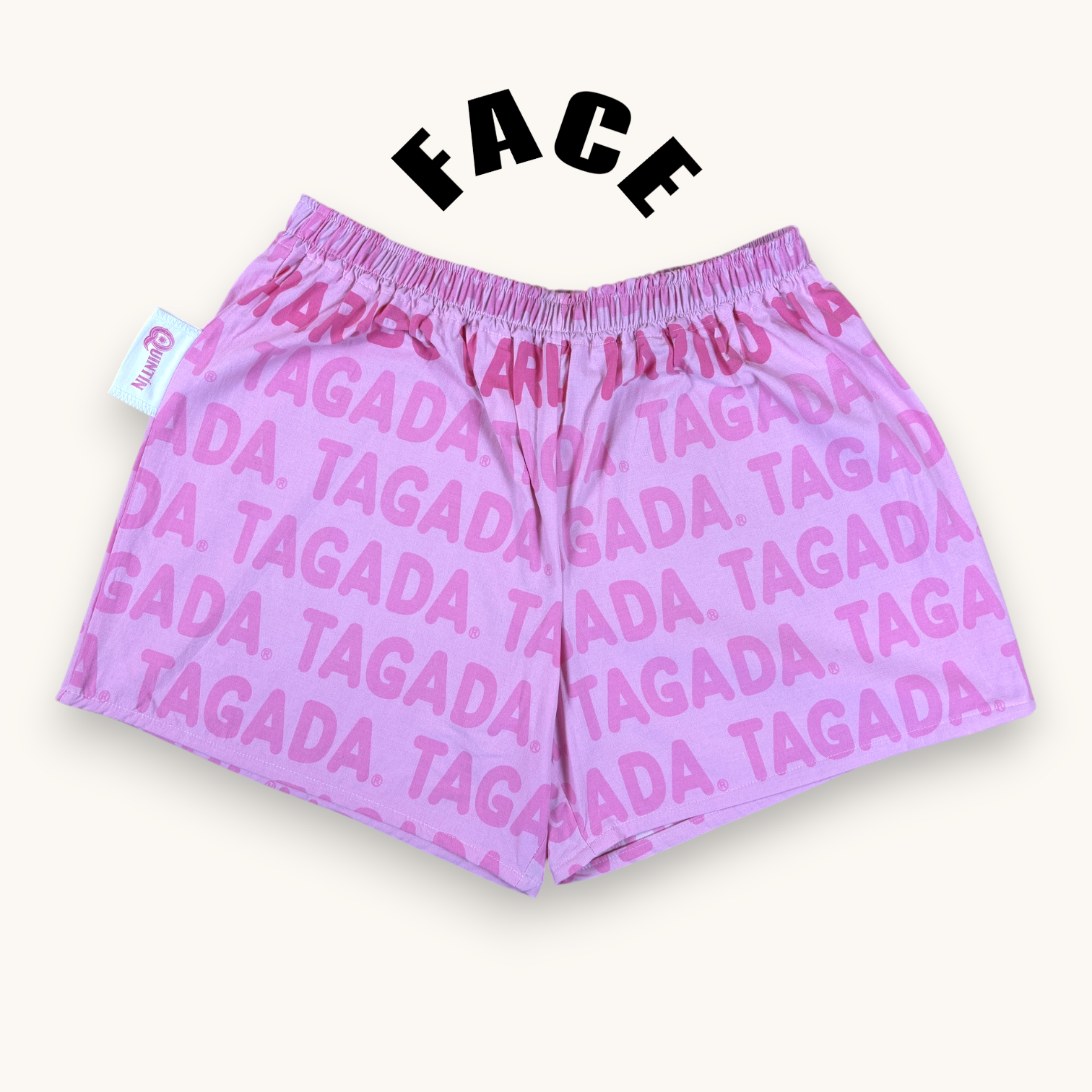 Short parachute Haribo Rose – Coton upcyclé – Taille unique S à L – Unisexe – Collection Pop Culture – Quintín