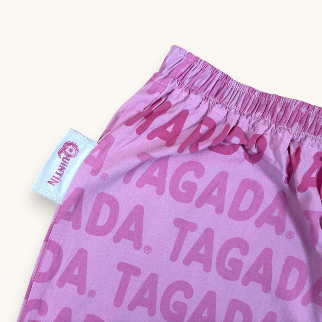 Short parachute Haribo Rose – Coton upcyclé – Taille unique S à L – Unisexe – Collection Pop Culture – Quintín