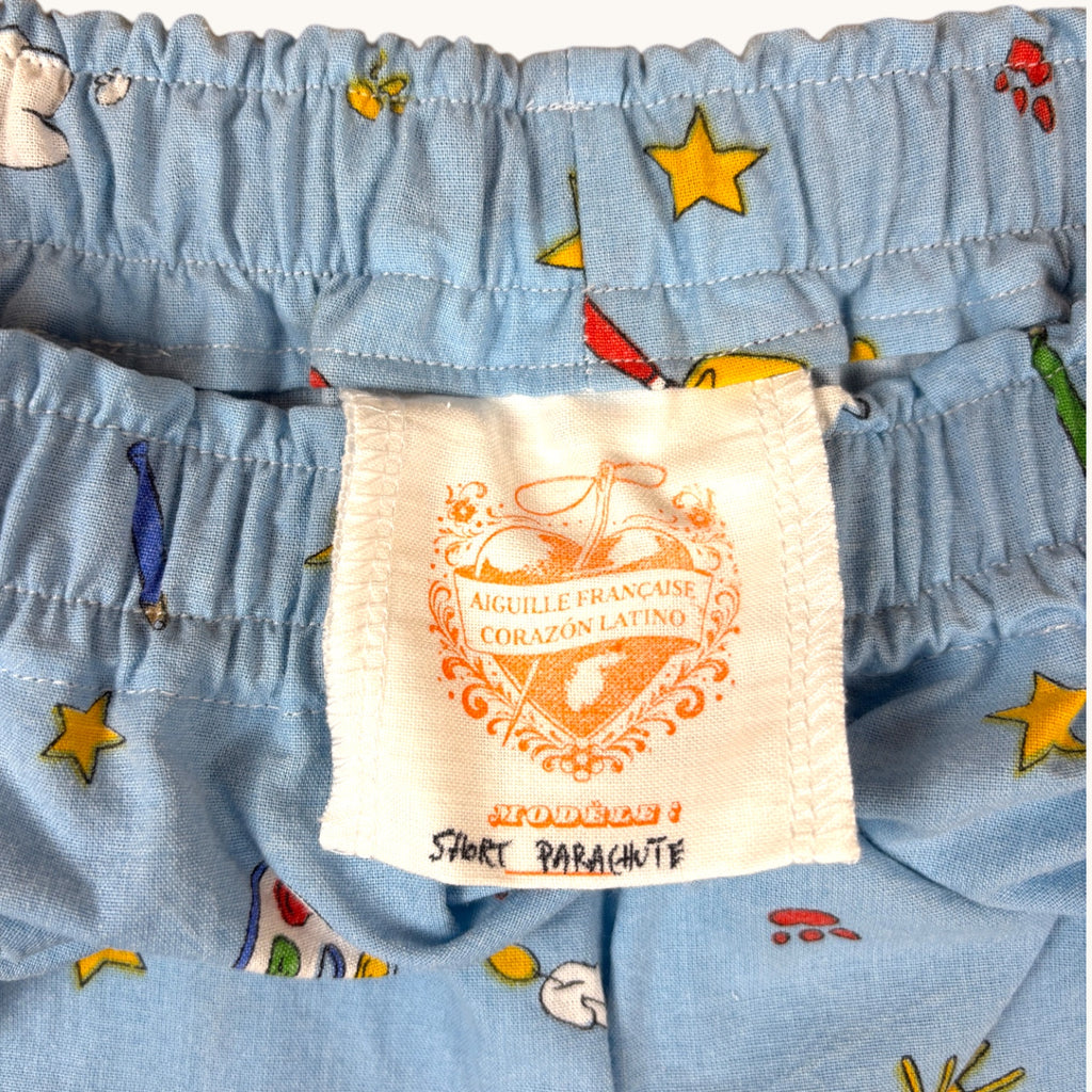 Short parachute Oui-oui n°3 – Coton upcyclé – Taille unique S à L – Unisexe – Collection Pop Culture – Quintín