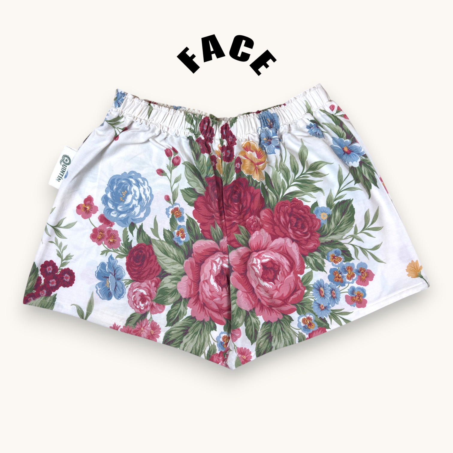 Short parachute Fleurs British – Coton upcyclé – Taille unique S à L – Unisexe – Collection Fleurs – Quintín