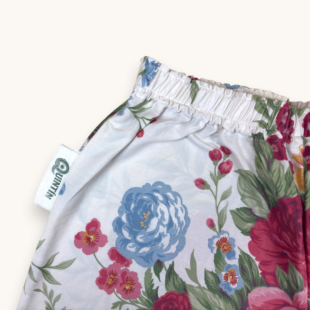 Short parachute Fleurs British – Coton upcyclé – Taille unique S à L – Unisexe – Collection Fleurs – Quintín