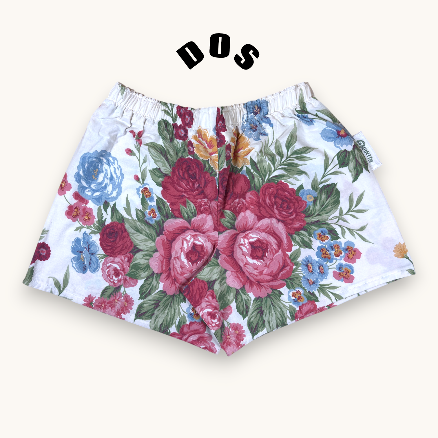 Short parachute Fleurs British – Coton upcyclé – Taille unique S à L – Unisexe – Collection Fleurs – Quintín