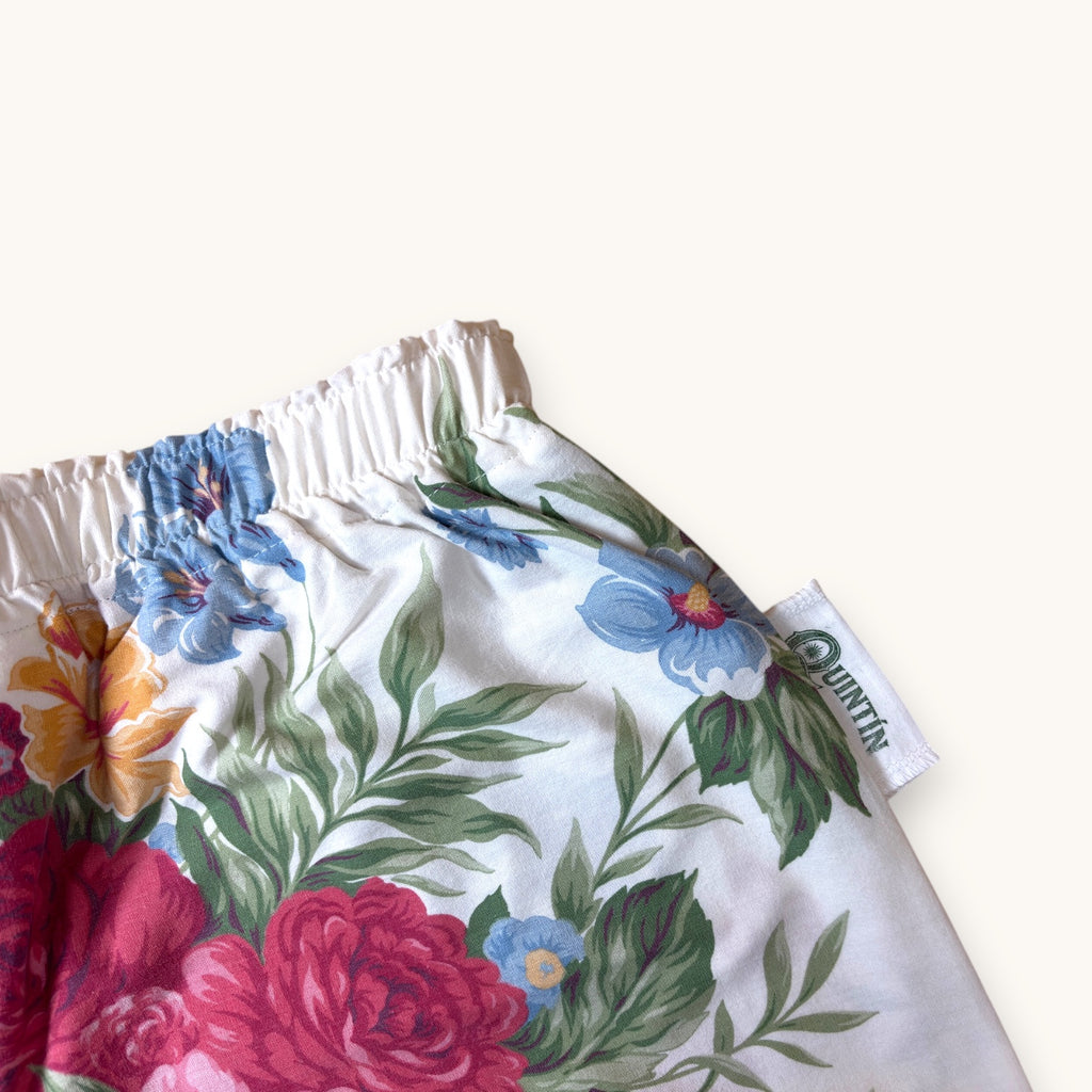 Short parachute Fleurs British – Coton upcyclé – Taille unique S à L – Unisexe – Collection Fleurs – Quintín