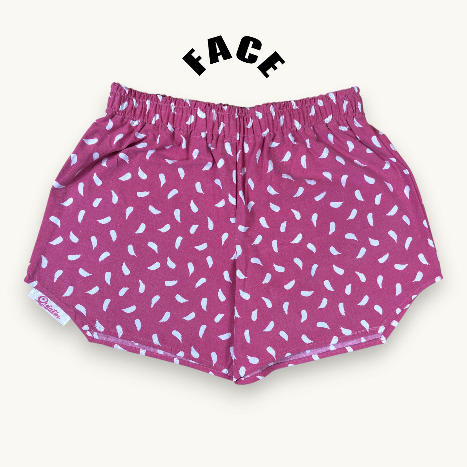 Short parachute Rose Pinceaux – Coton upcyclé – Taille unique S à L – Unisexe – Collection Rose Bonbon / Géométrique – Quintín