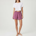 Short parachute Rose Pinceaux – Coton upcyclé – Taille unique S à L – Unisexe – Collection Rose Bonbon / Géométrique – Quintín