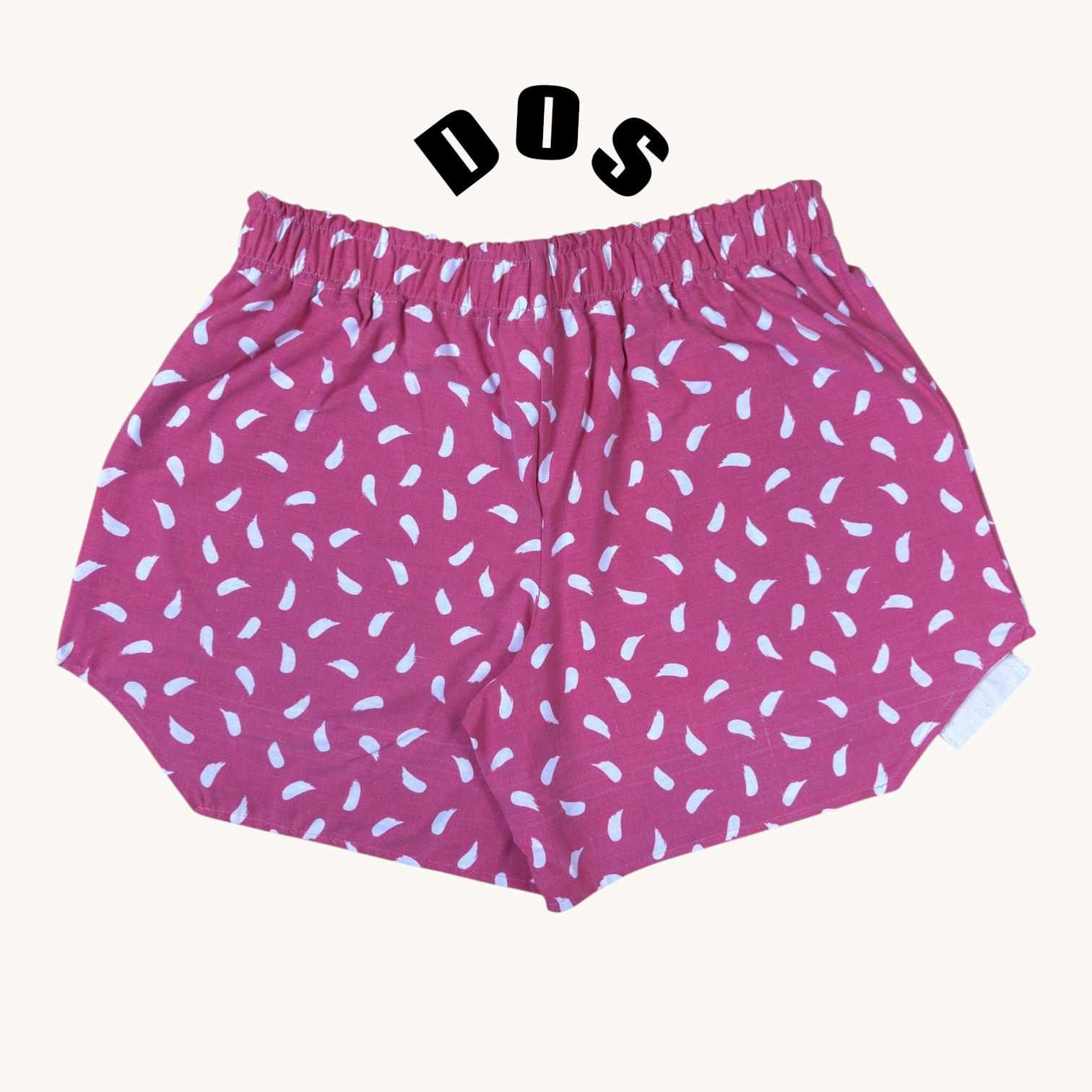 Short parachute Rose Pinceaux – Coton upcyclé – Taille unique S à L – Unisexe – Collection Rose Bonbon / Géométrique – Quintín