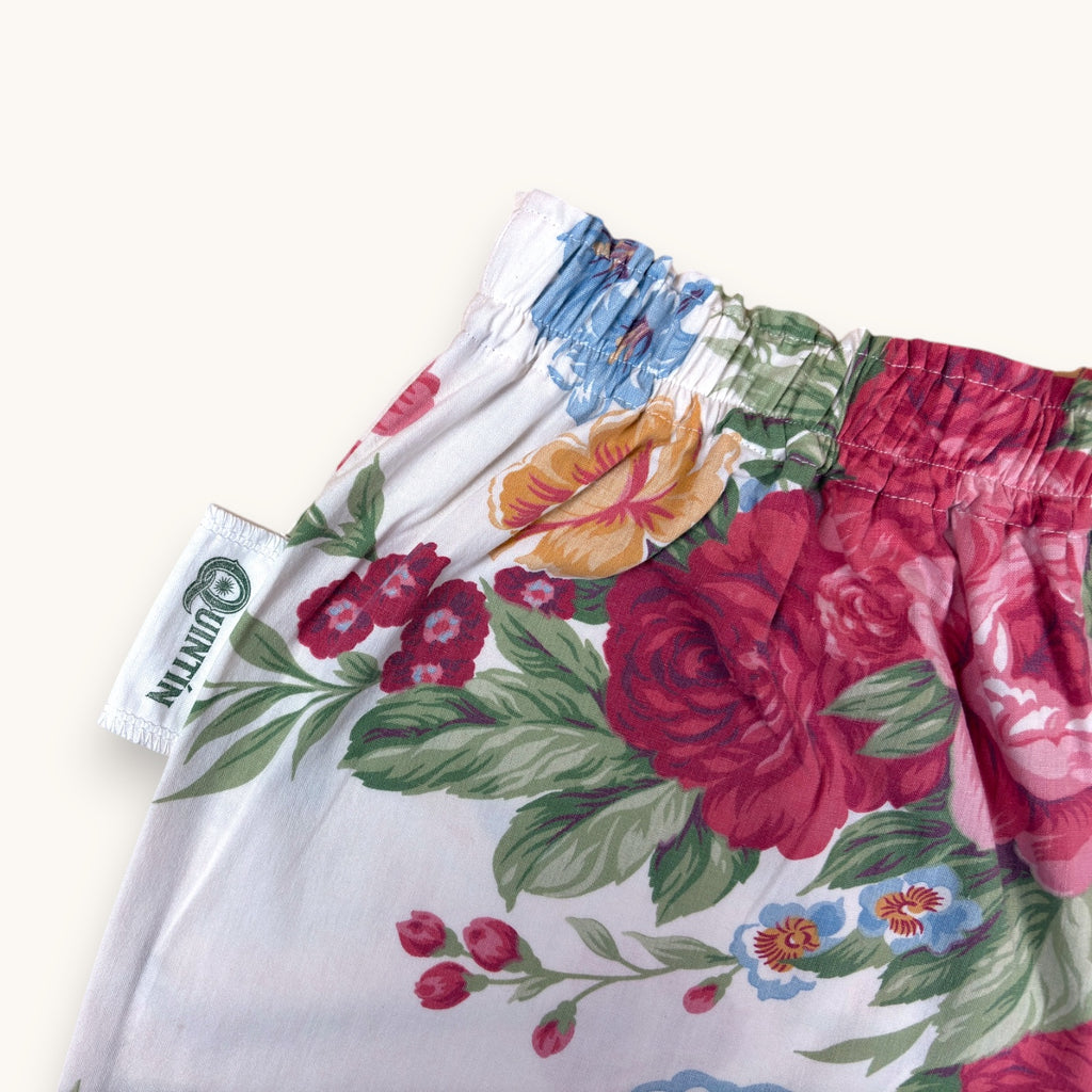 Short parachute Fleurs British n°2 – Coton upcyclé – Taille unique S à L – Unisexe – Collection Fleurs – Quintín
