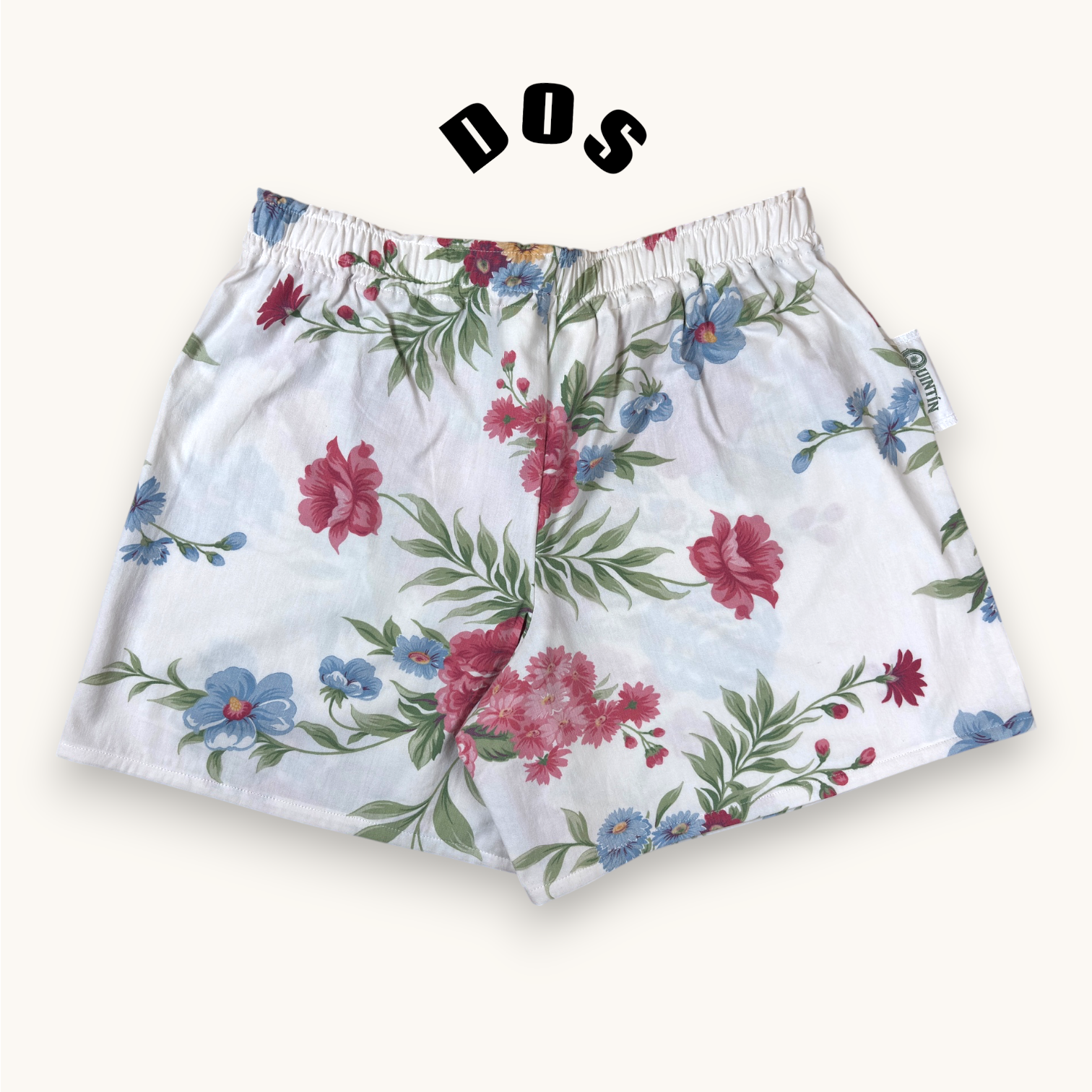 Short parachute Fleurs British n°2 – Coton upcyclé – Taille unique S à L – Unisexe – Collection Fleurs – Quintín