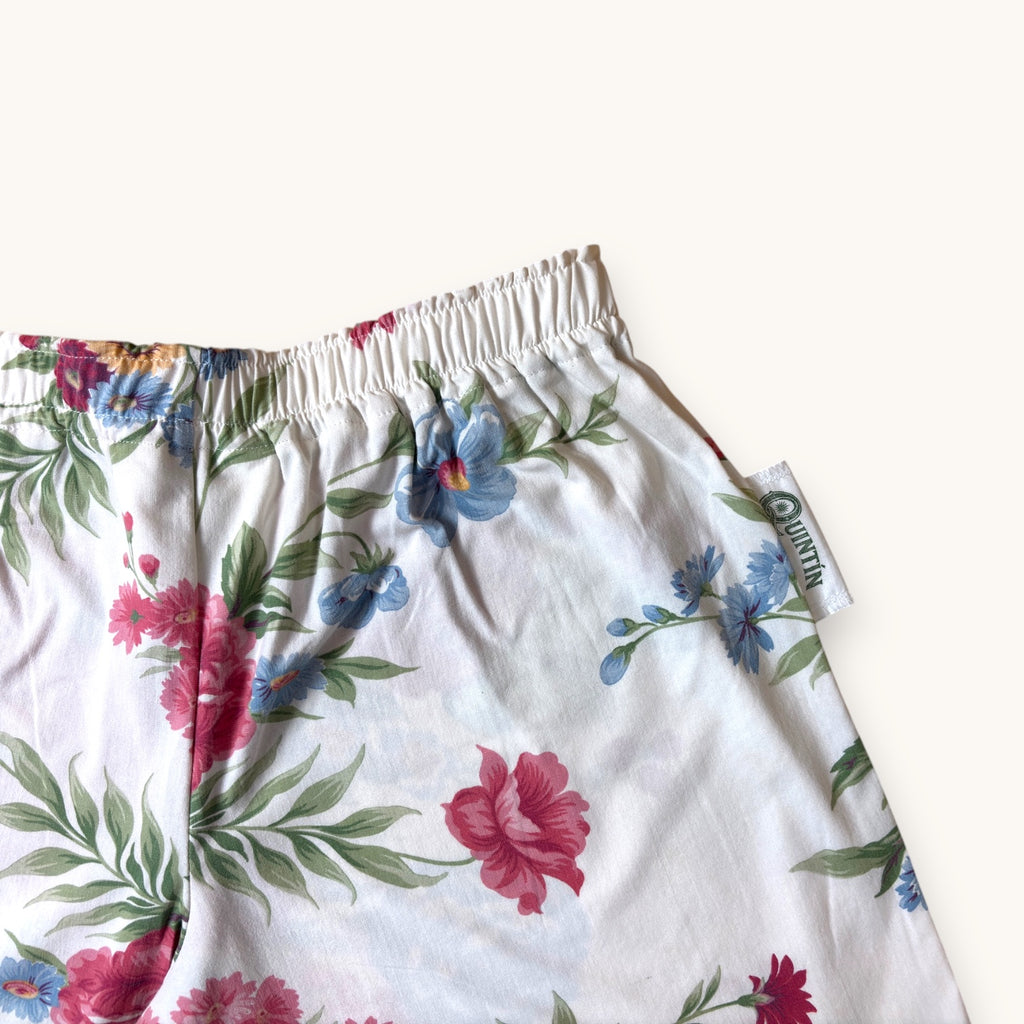 Short parachute Fleurs British n°2 – Coton upcyclé – Taille unique S à L – Unisexe – Collection Fleurs – Quintín