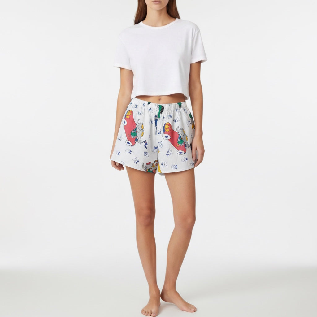Short parachute Babar – Coton upcyclé – Taille unique S à L – Unisexe – Collection Pop Culture – Quintín