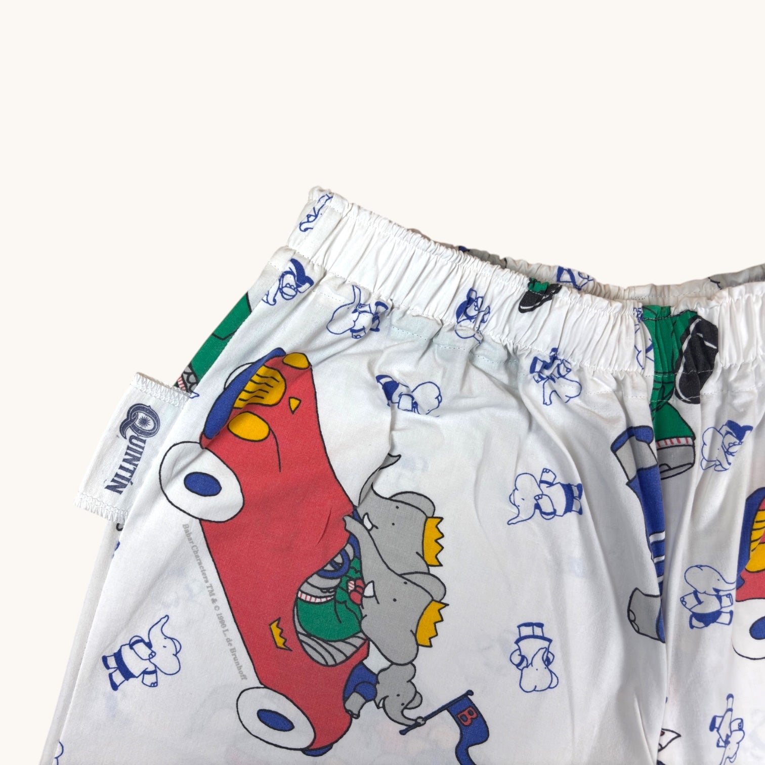 Short parachute Babar – Coton upcyclé – Taille unique S à L – Unisexe – Collection Pop Culture – Quintín