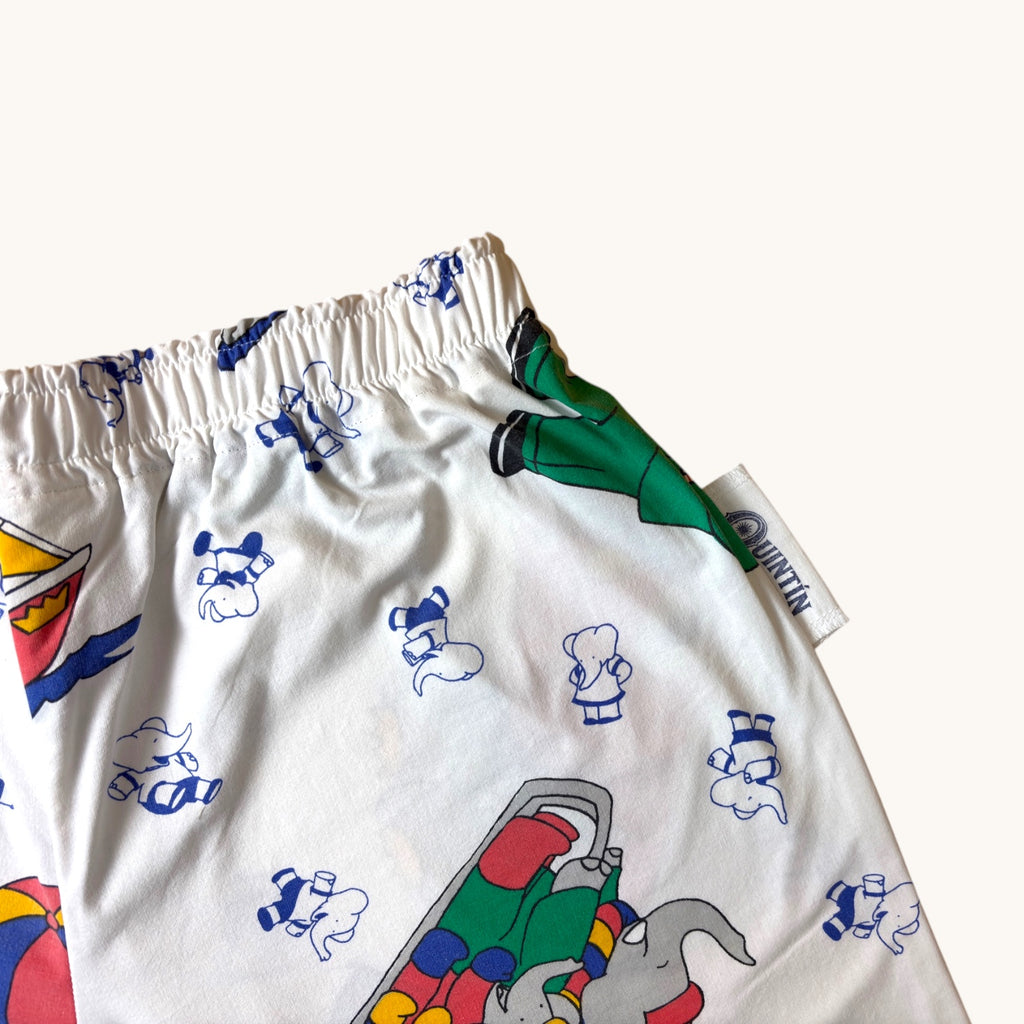 Short parachute Babar – Coton upcyclé – Taille unique S à L – Unisexe – Collection Pop Culture – Quintín