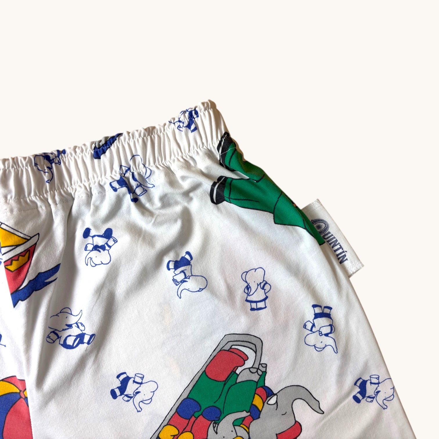 Short parachute Babar – Coton upcyclé – Taille unique S à L – Unisexe – Collection Pop Culture – Quintín