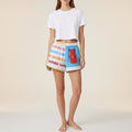 Short parachute Haribo – Coton upcyclé – Taille unique S à L – Unisexe – Collection Pop Culture – Quintín