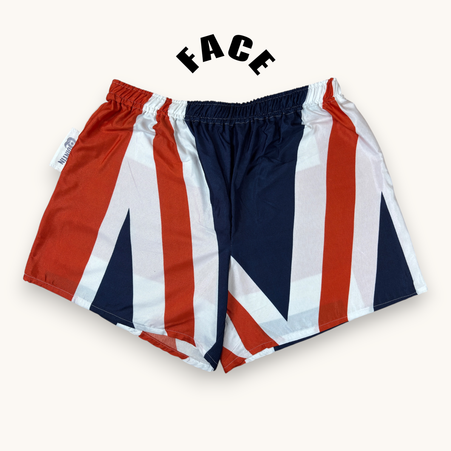 Short parachute Union Jack – Polyester upcyclé – Taille unique S à L – Unisexe – Collection Pop Culture / Rayé – Quintín