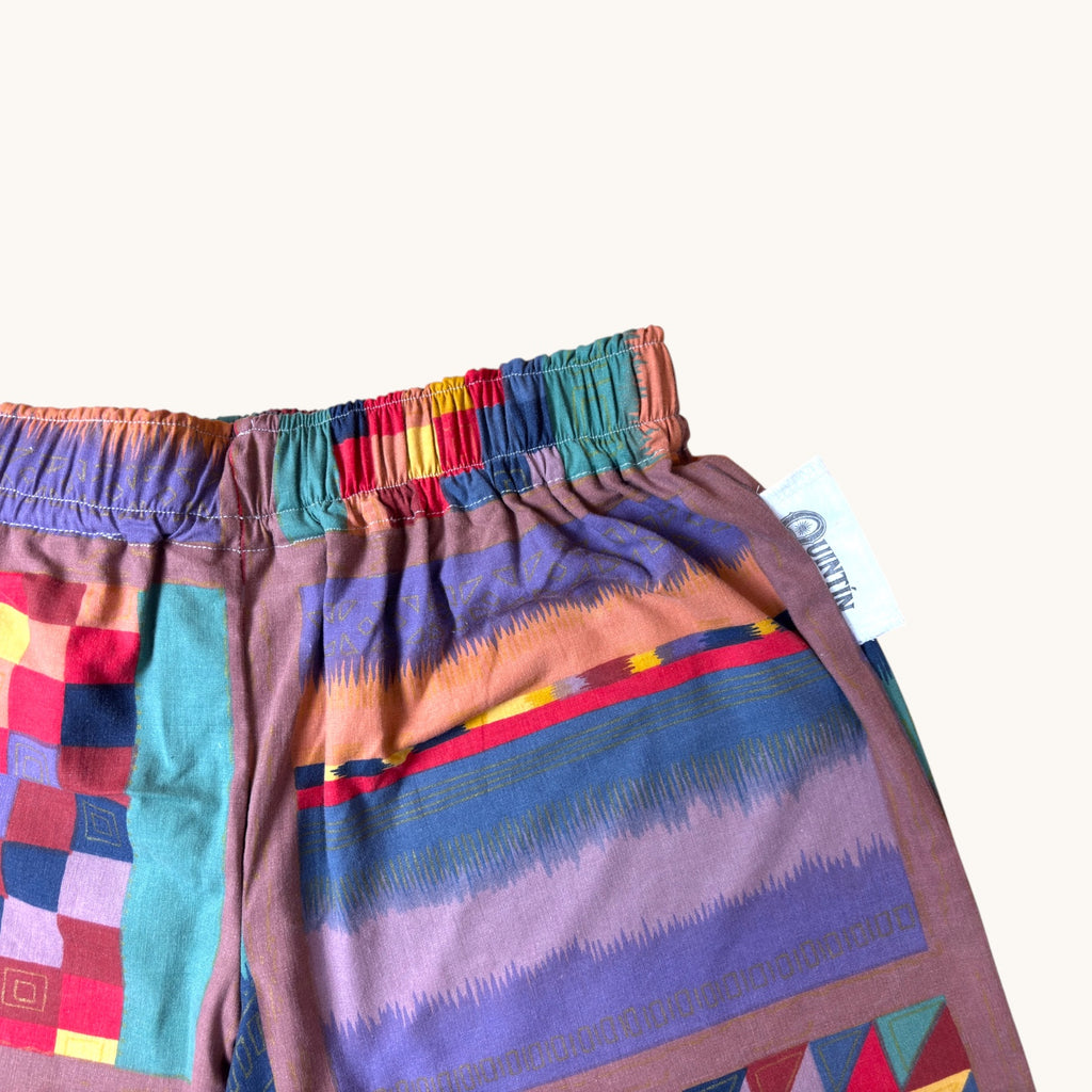Short long 80's – Coton upcyclé – Taille unique S à L – Unisexe – Collection Géométrique – Quintín