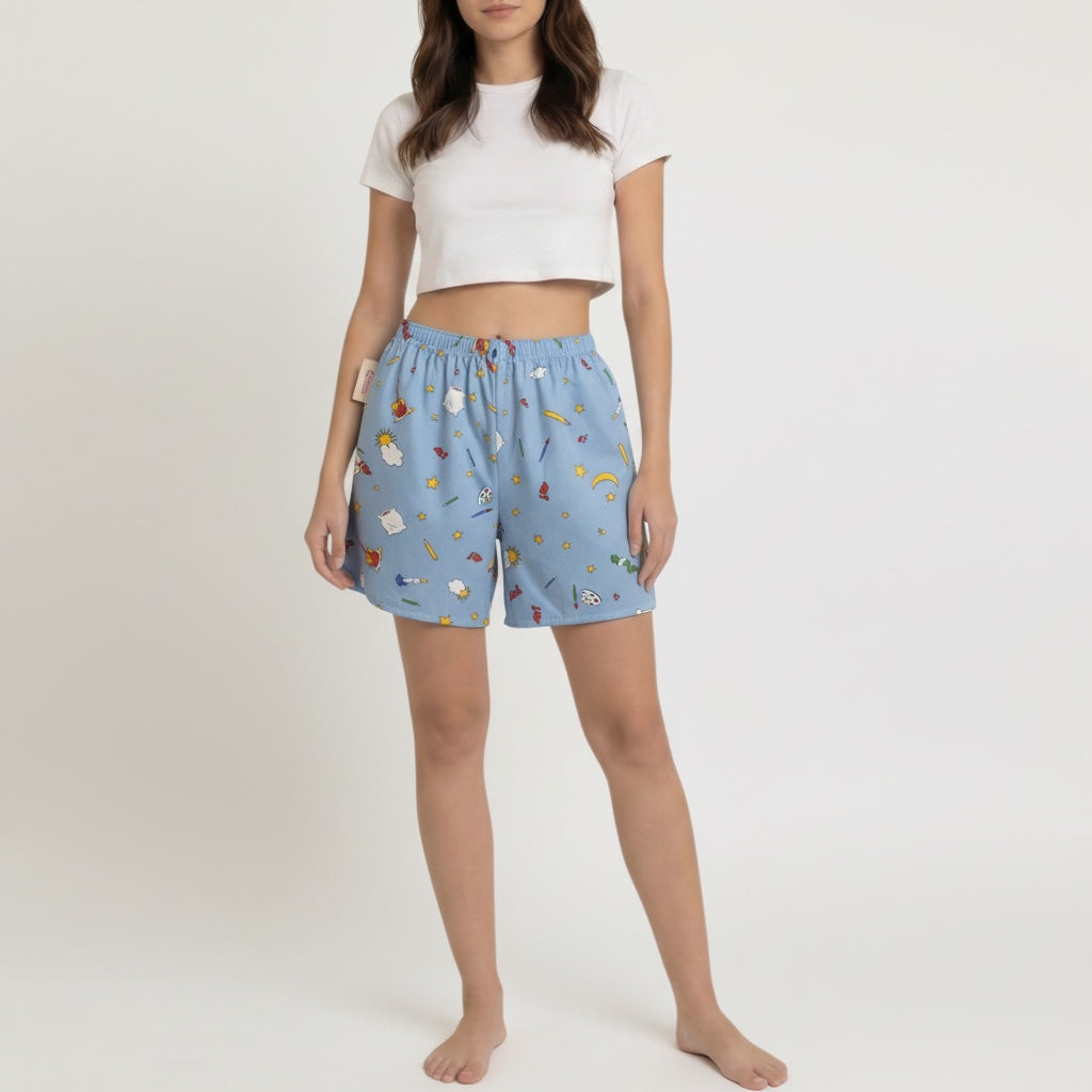 Short long Oui-oui – Coton upcyclé – Taille unique S à L – Unisexe – Collection Pop Culture – Quintín