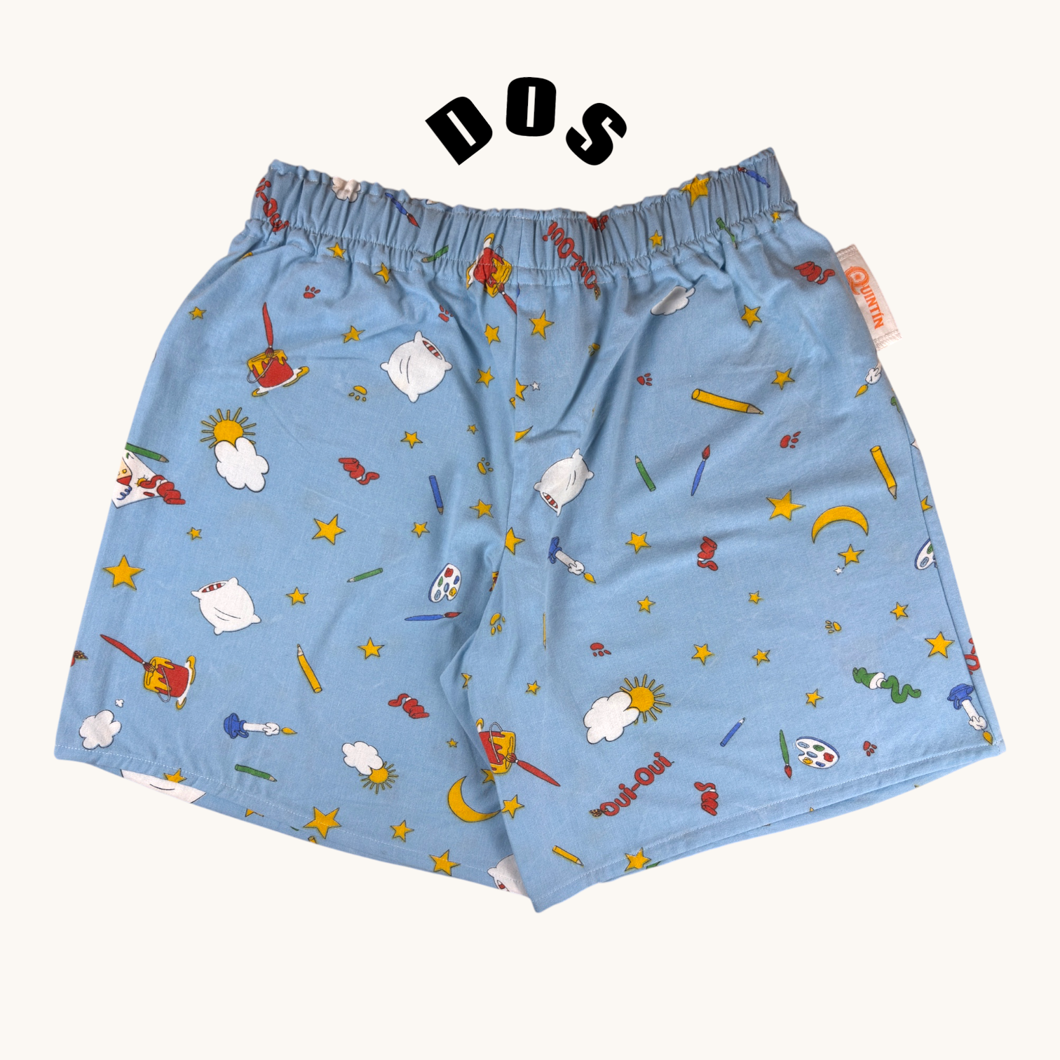 Short long Oui-oui – Coton upcyclé – Taille unique S à L – Unisexe – Collection Pop Culture – Quintín