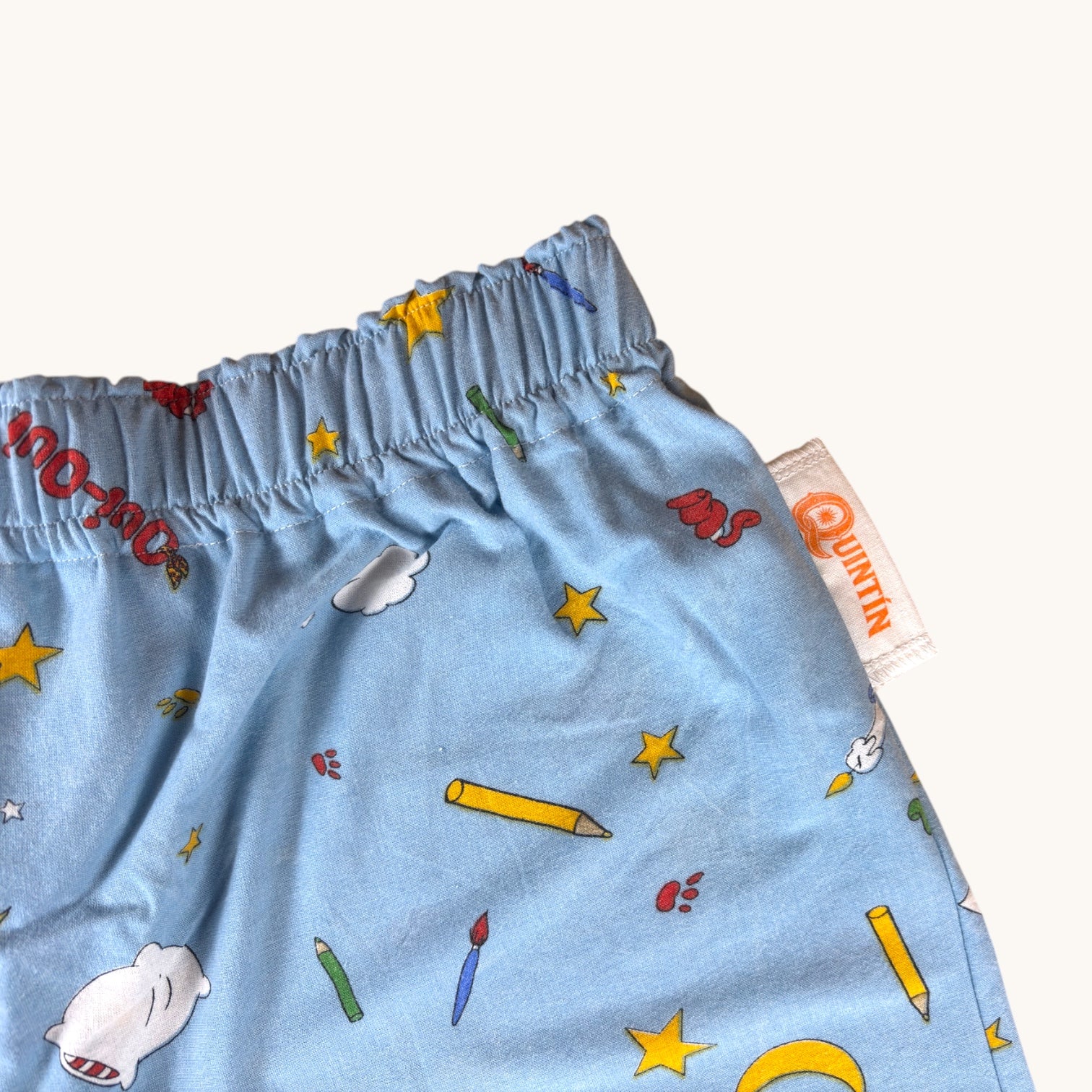 Short long Oui-oui – Coton upcyclé – Taille unique S à L – Unisexe – Collection Pop Culture – Quintín