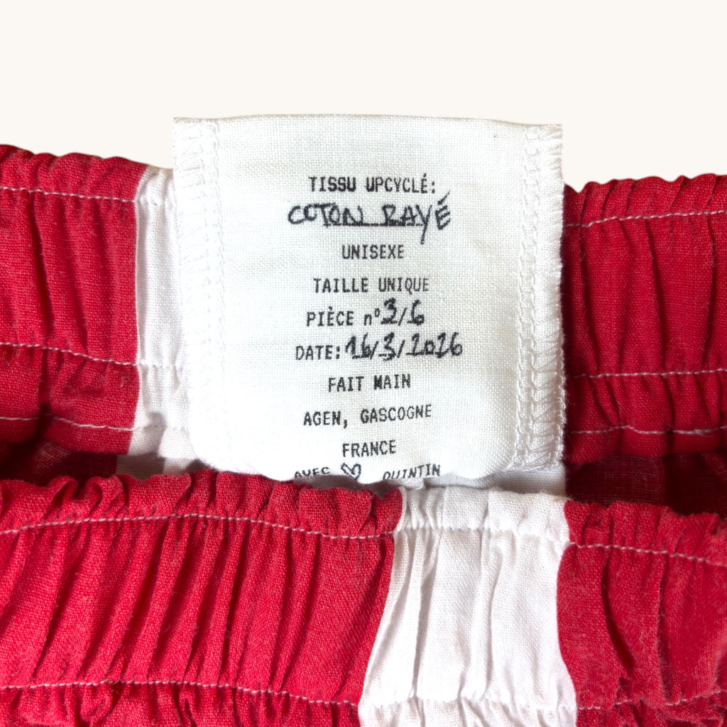 Short long Biarritz n°2 – Coton upcyclé – Taille unique S à L – Unisexe – Collection Rayé – Quintín