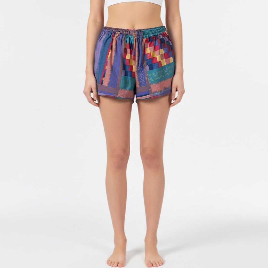 Mini-short 80's – Coton upcyclé – Taille unique S à L – Unisexe – Collection Géométrique – Quintín