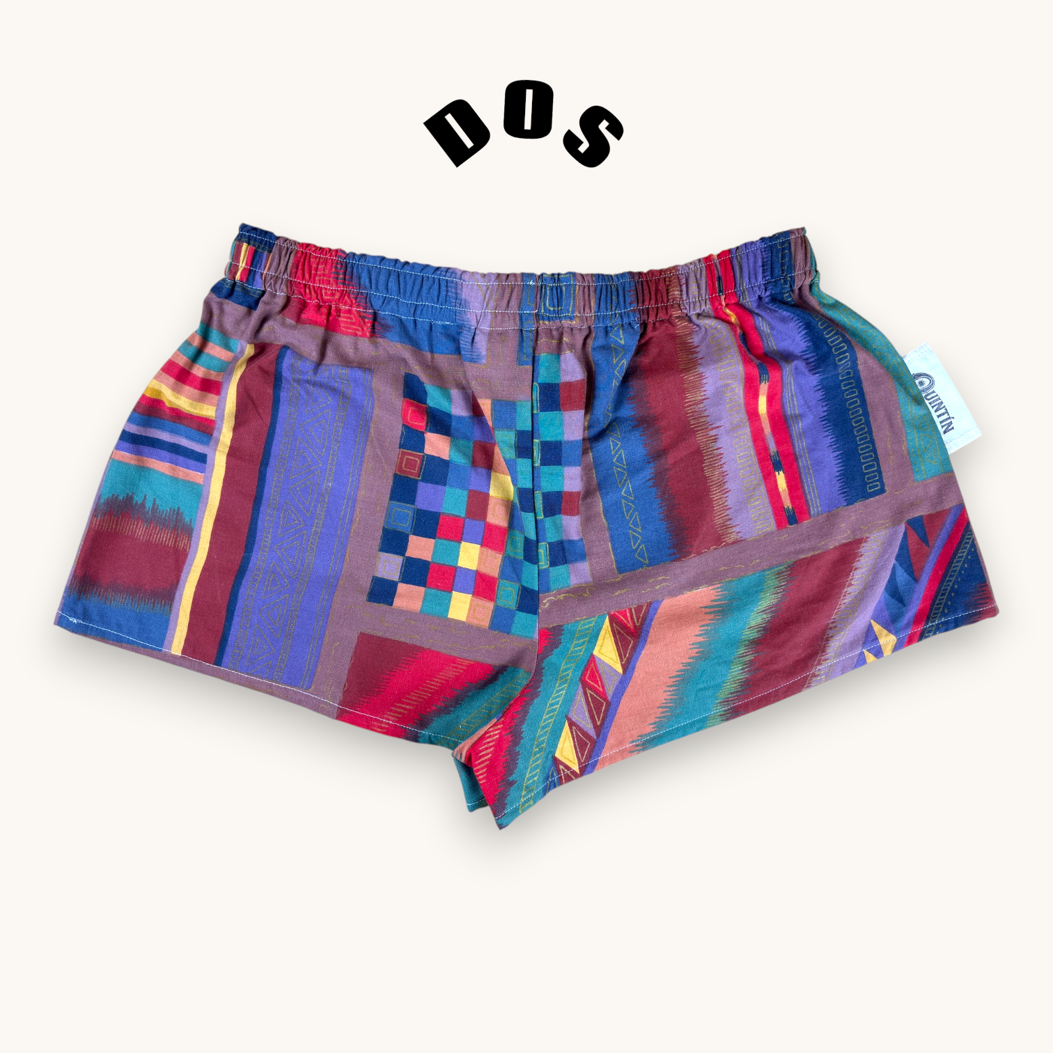 Mini-short 80's – Coton upcyclé – Taille unique S à L – Unisexe – Collection Géométrique – Quintín