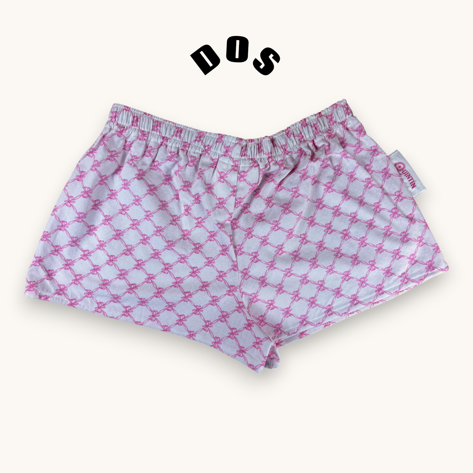 Mini-short Noeuds Papillon Rose – Coton upcyclé – Taille unique S à L – Unisexe – Collection Rose Bonbon – Quintín