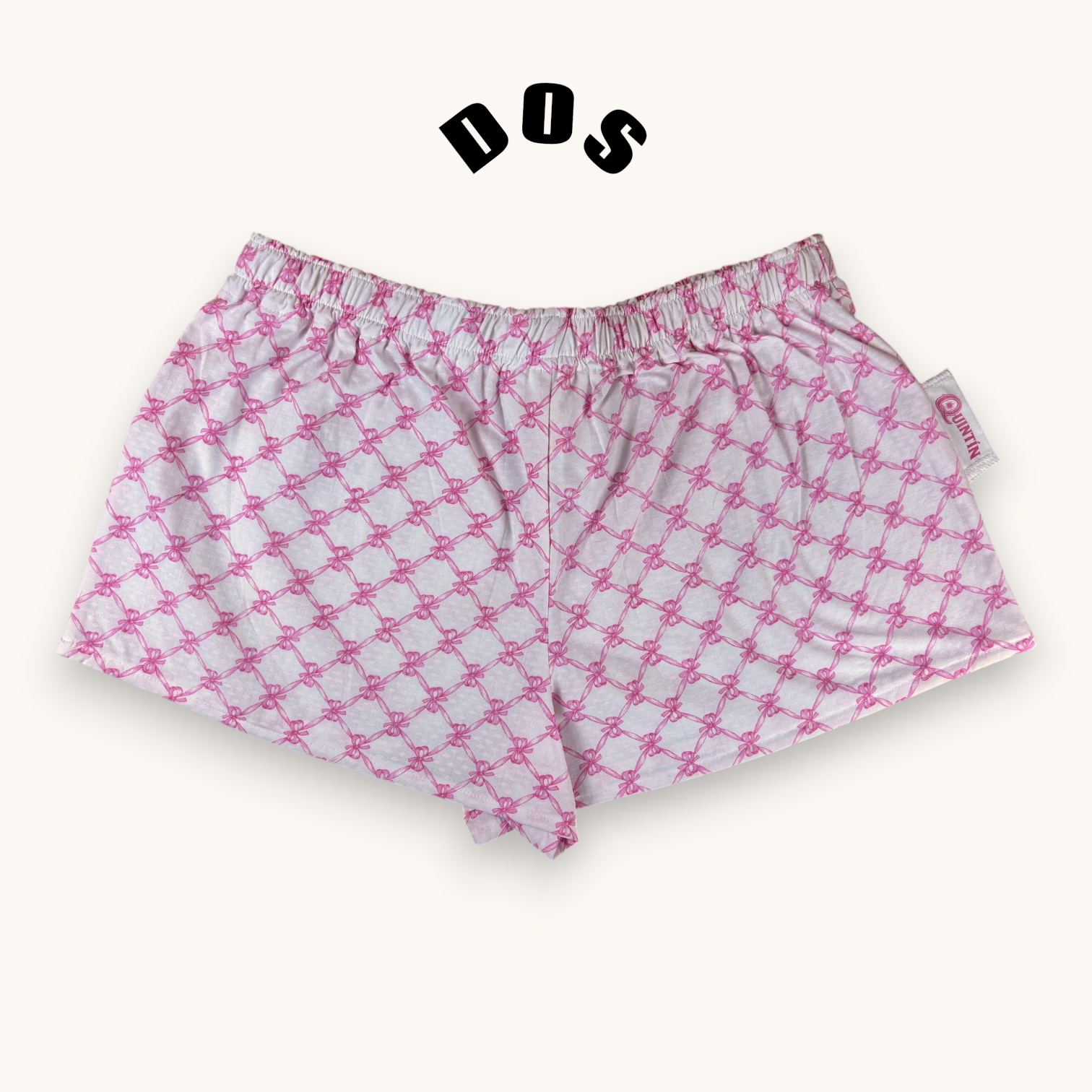 Mini-short Noeuds Papillon Rose n°2 – Coton upcyclé – Taille unique S à L – Unisexe – Collection Rose Bonbon – Quintín