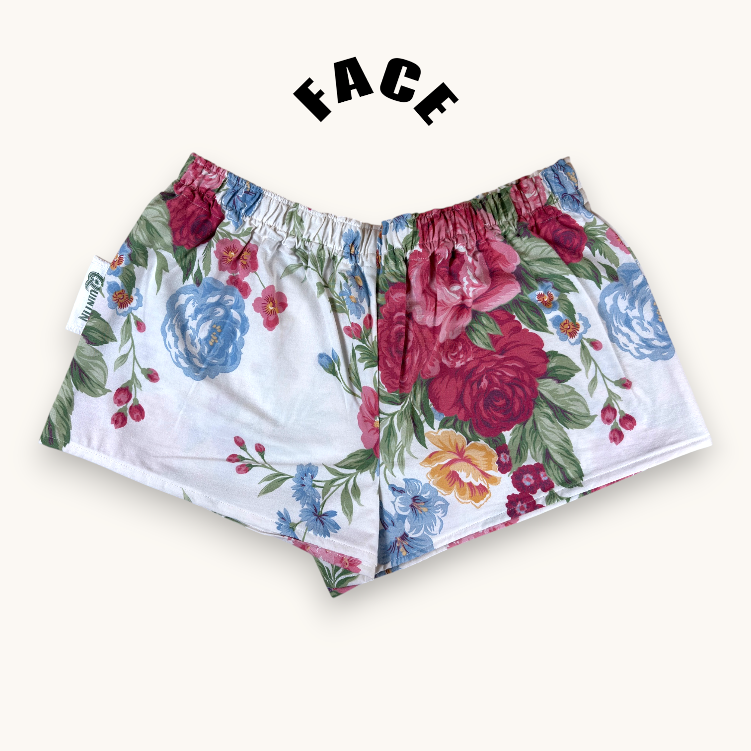 Mini-short Fleurs British – Coton upcyclé – Taille unique S à L – Unisexe – Collection Fleurs – Quintín