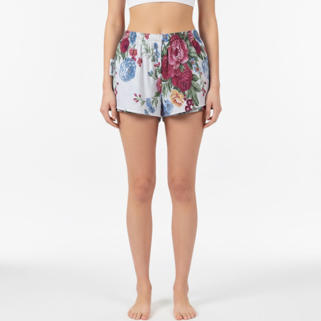 Mini-short Fleurs British – Coton upcyclé – Taille unique S à L – Unisexe – Collection Fleurs – Quintín