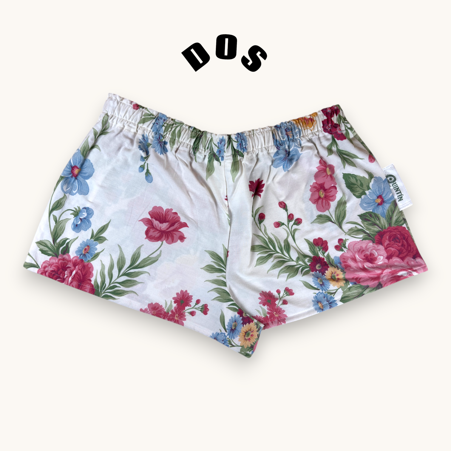 Mini-short Fleurs British – Coton upcyclé – Taille unique S à L – Unisexe – Collection Fleurs – Quintín