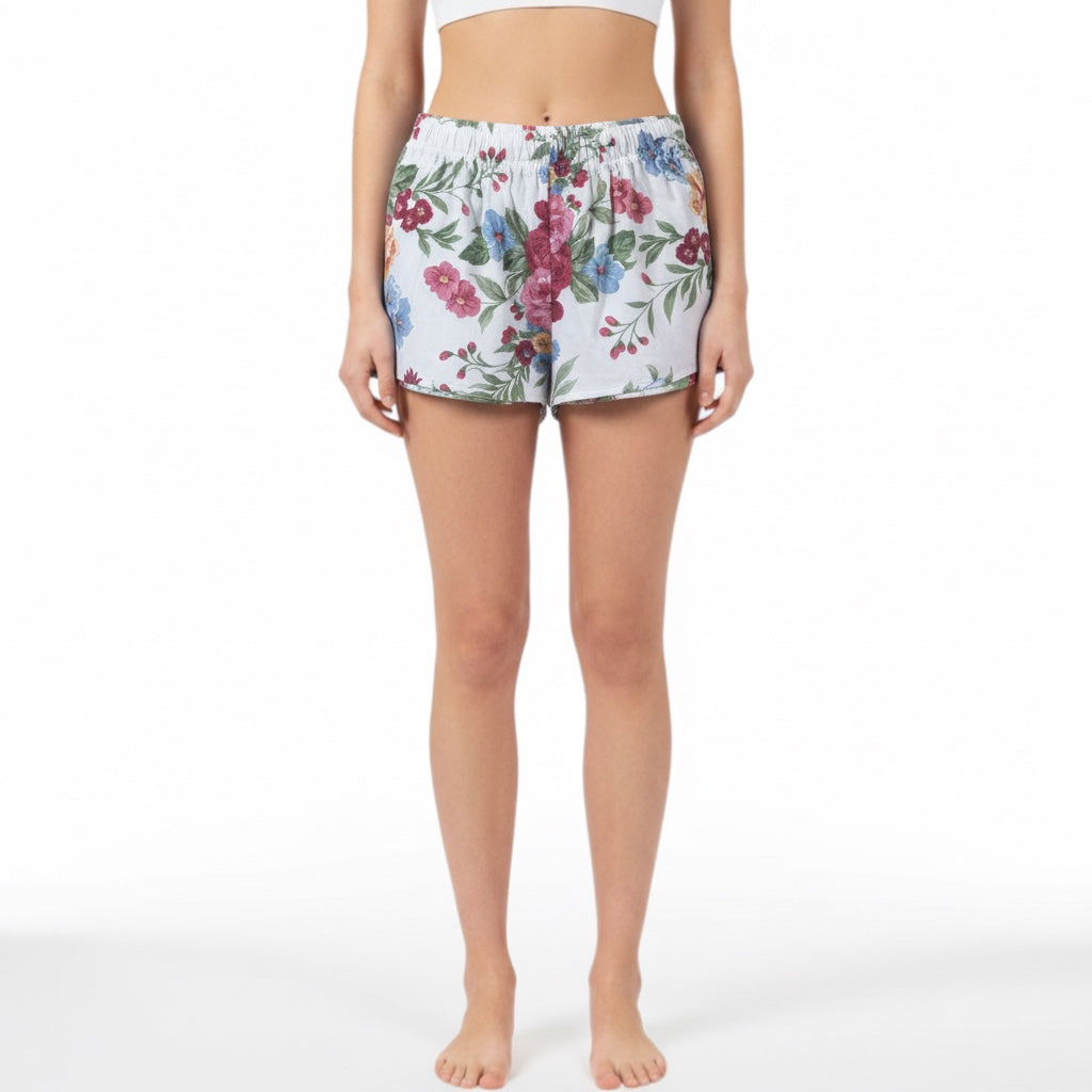 Mini-short Fleurs British n°2 – Coton upcyclé – Taille unique S à L – Unisexe – Collection Fleurs – Quintín