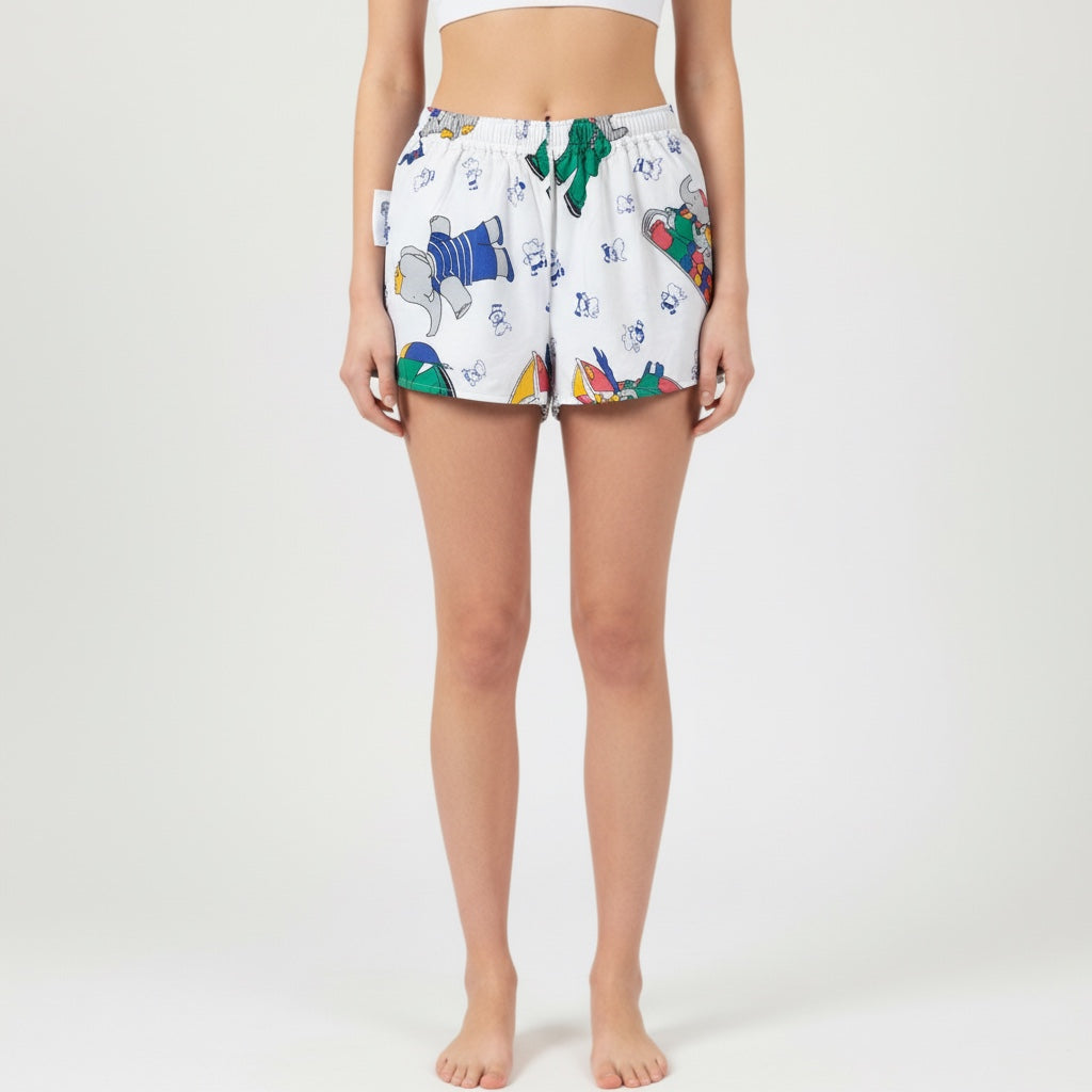 Mini-short Babar – Coton upcyclé – Taille unique S à L – Unisexe – Collection Pop Culture – Quintín