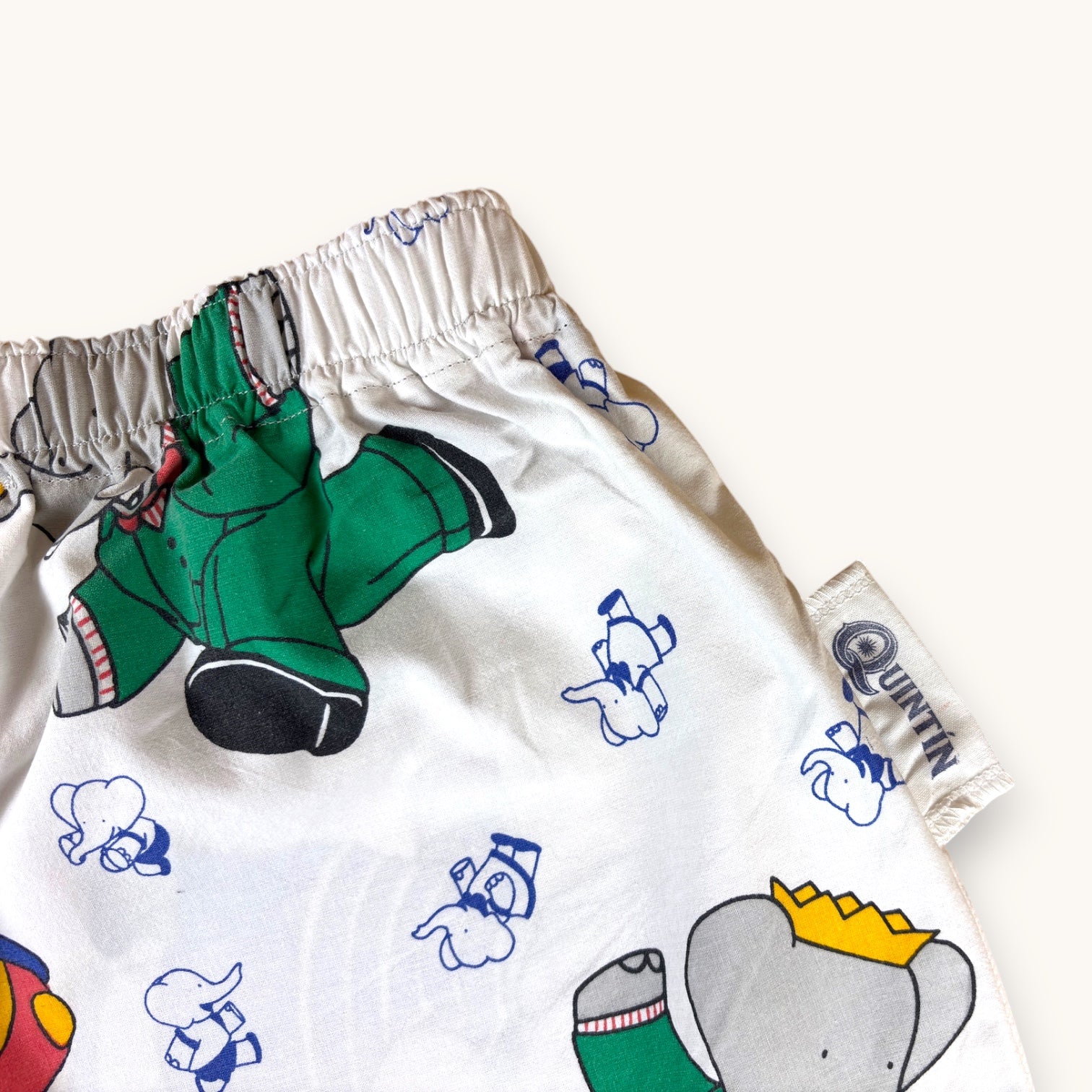 Mini-short Babar – Coton upcyclé – Taille unique S à L – Unisexe – Collection Pop Culture – Quintín