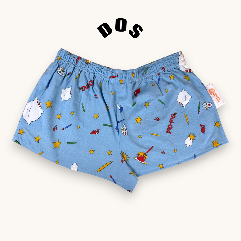 Mini-short Oui-oui – Coton upcyclé – Taille unique S à L – Unisexe – Collection Pop Culture – Quintín