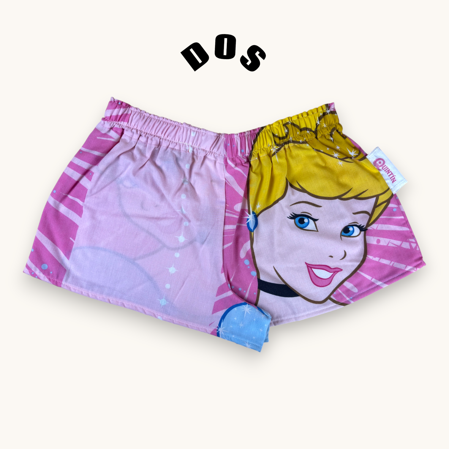 Mini-short Princesse – Coton upcyclé – Taille unique S à L – Unisexe – Collection Pop Culture / Rose Bonbon – Quintín